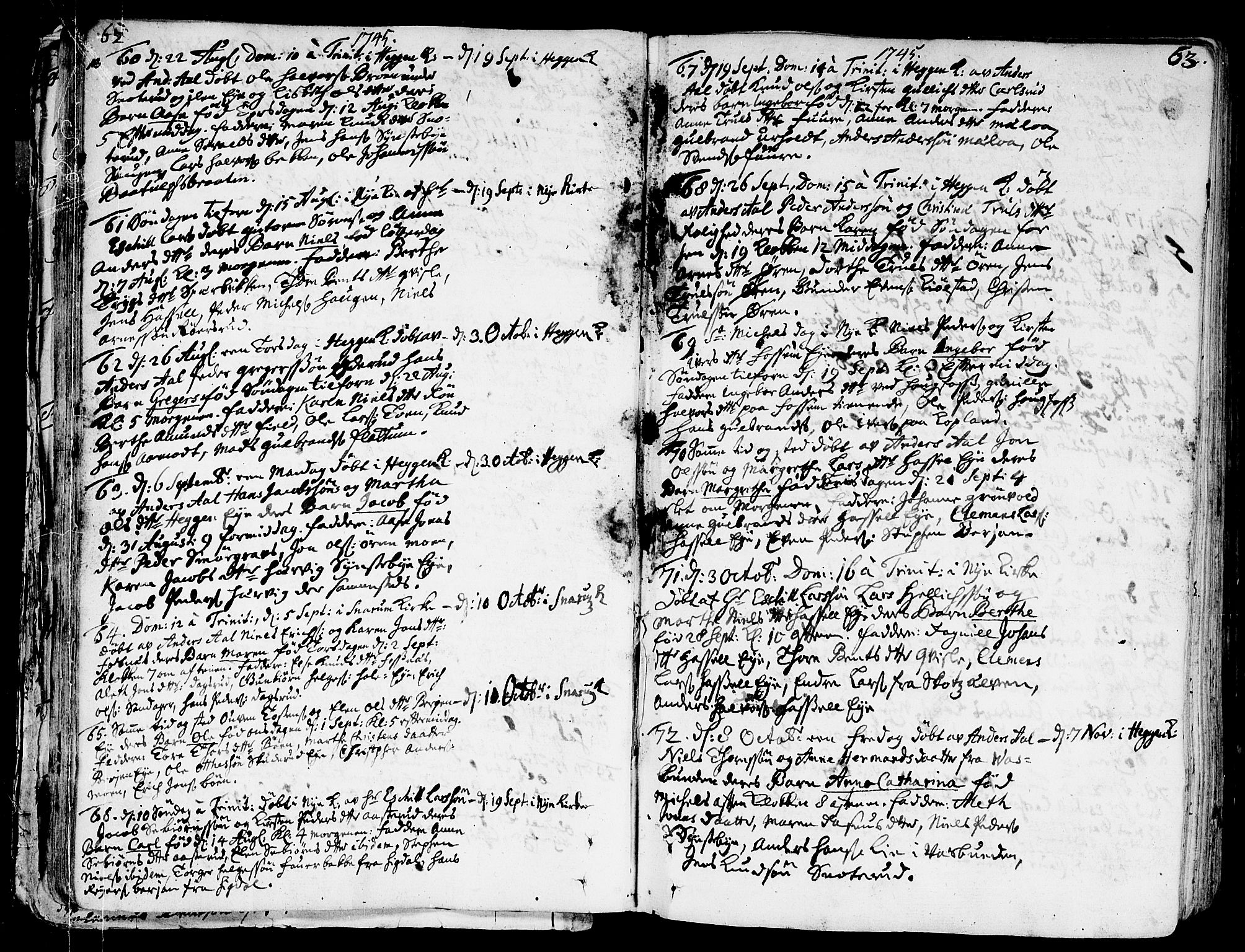 Modum kirkebøker, AV/SAKO-A-234/F/Fa/L0002: Parish register (official) no. 2, 1741-1782, p. 62-63