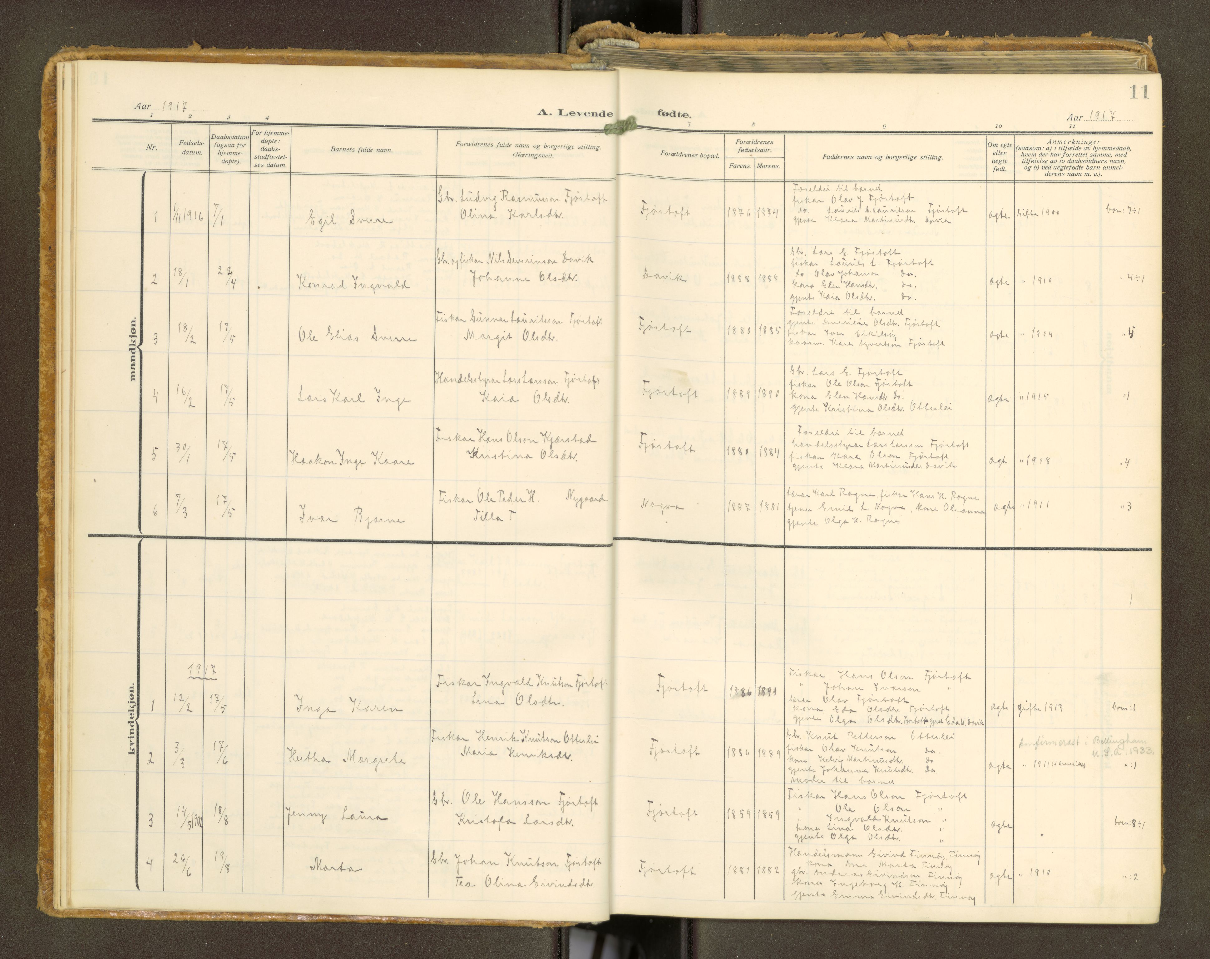 Ministerialprotokoller, klokkerbøker og fødselsregistre - Møre og Romsdal, AV/SAT-A-1454/538/L0528: Parish register (official) no. 538A--, 1911-1935, p. 11