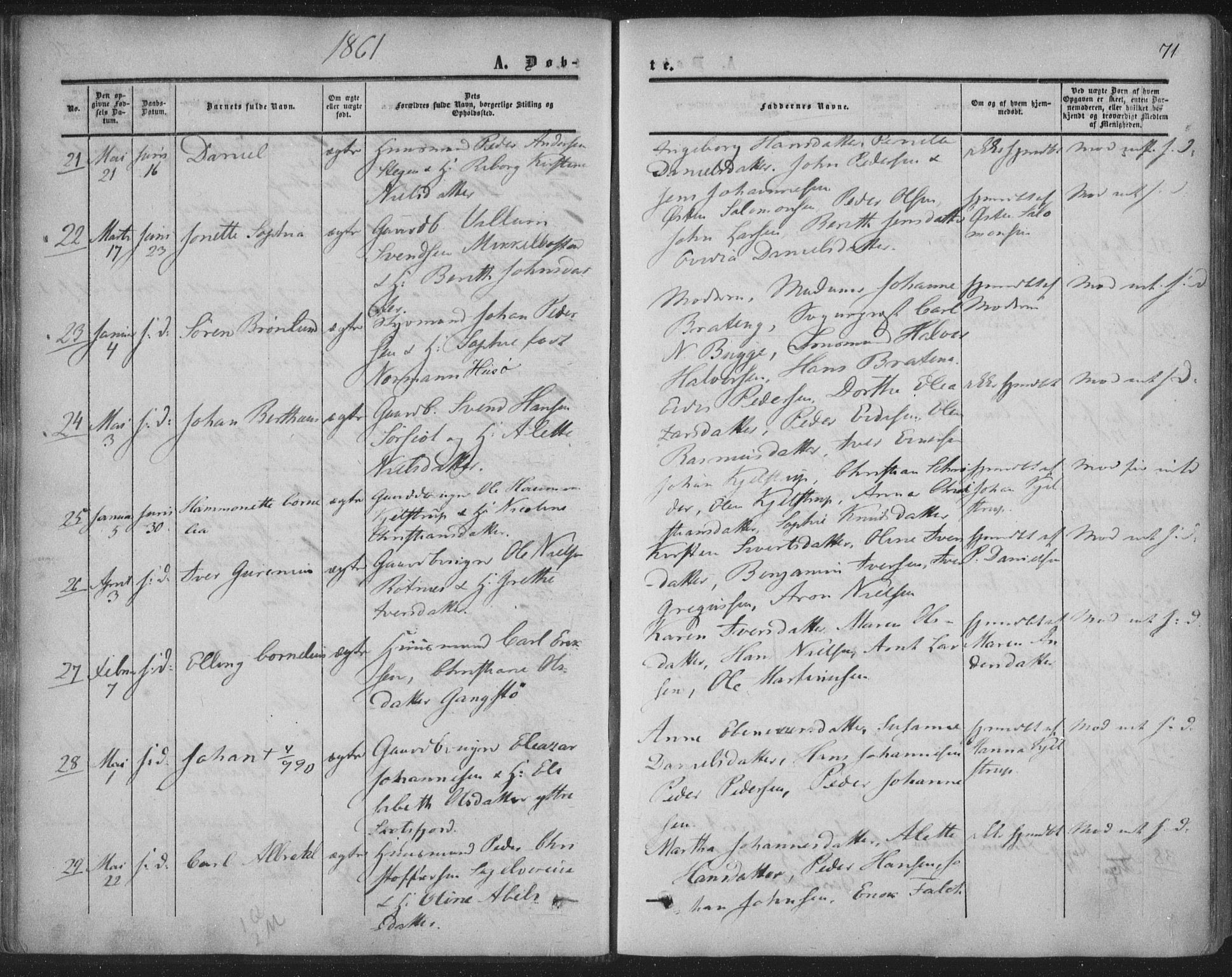 Ministerialprotokoller, klokkerbøker og fødselsregistre - Nordland, AV/SAT-A-1459/855/L0800: Parish register (official) no. 855A08, 1852-1864, p. 71