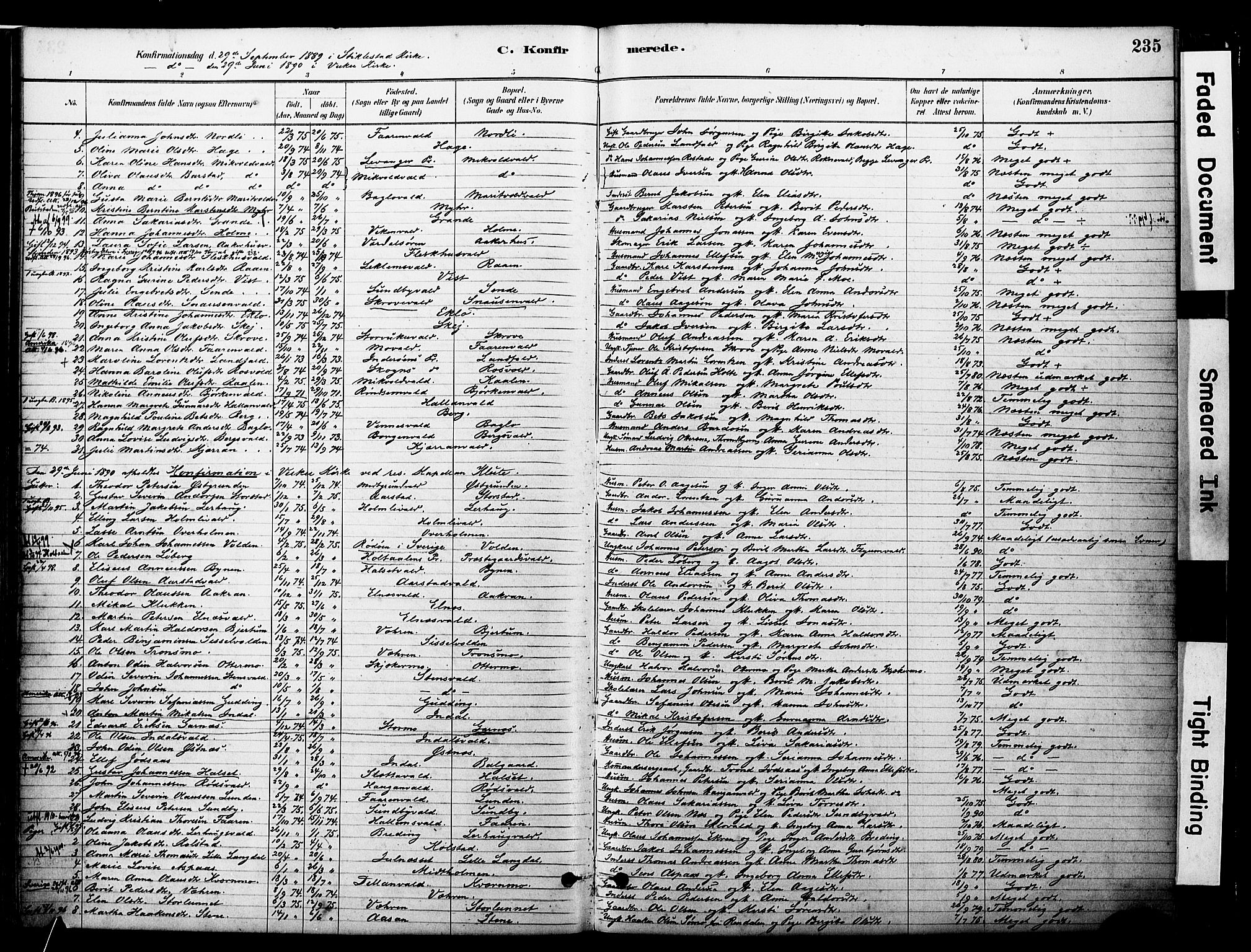 Ministerialprotokoller, klokkerbøker og fødselsregistre - Nord-Trøndelag, SAT/A-1458/723/L0244: Parish register (official) no. 723A13, 1881-1899, p. 235
