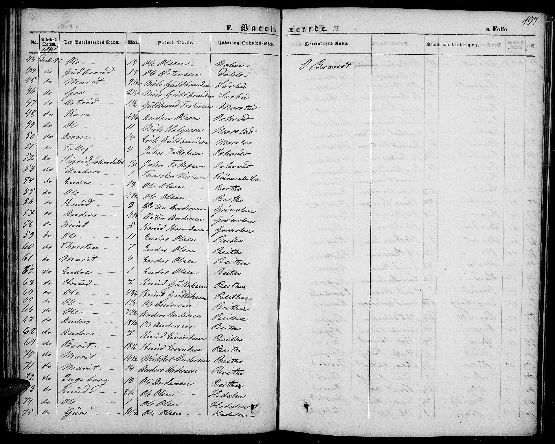 Slidre prestekontor, AV/SAH-PREST-134/H/Ha/Haa/L0004: Parish register (official) no. 4, 1831-1848, p. 197