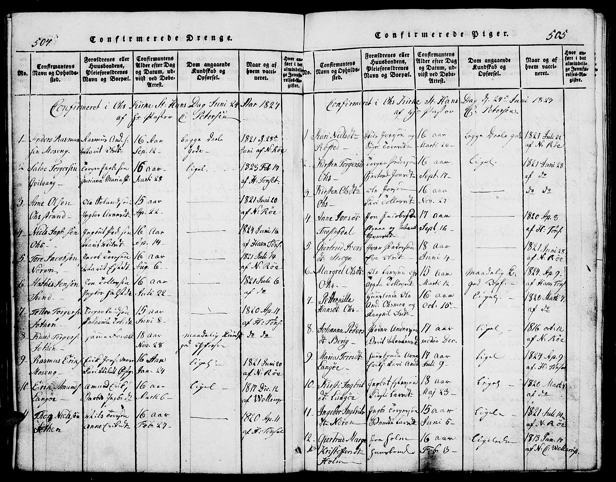 Tolga prestekontor, AV/SAH-PREST-062/L/L0002: Parish register (copy) no. 2, 1815-1844, p. 504-505