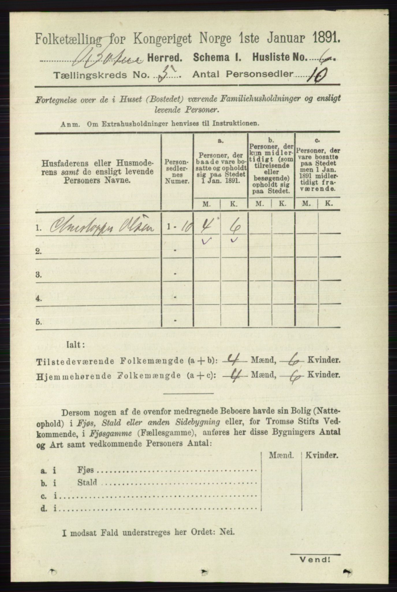 RA, 1891 census for 0715 Botne, 1891, p. 1904