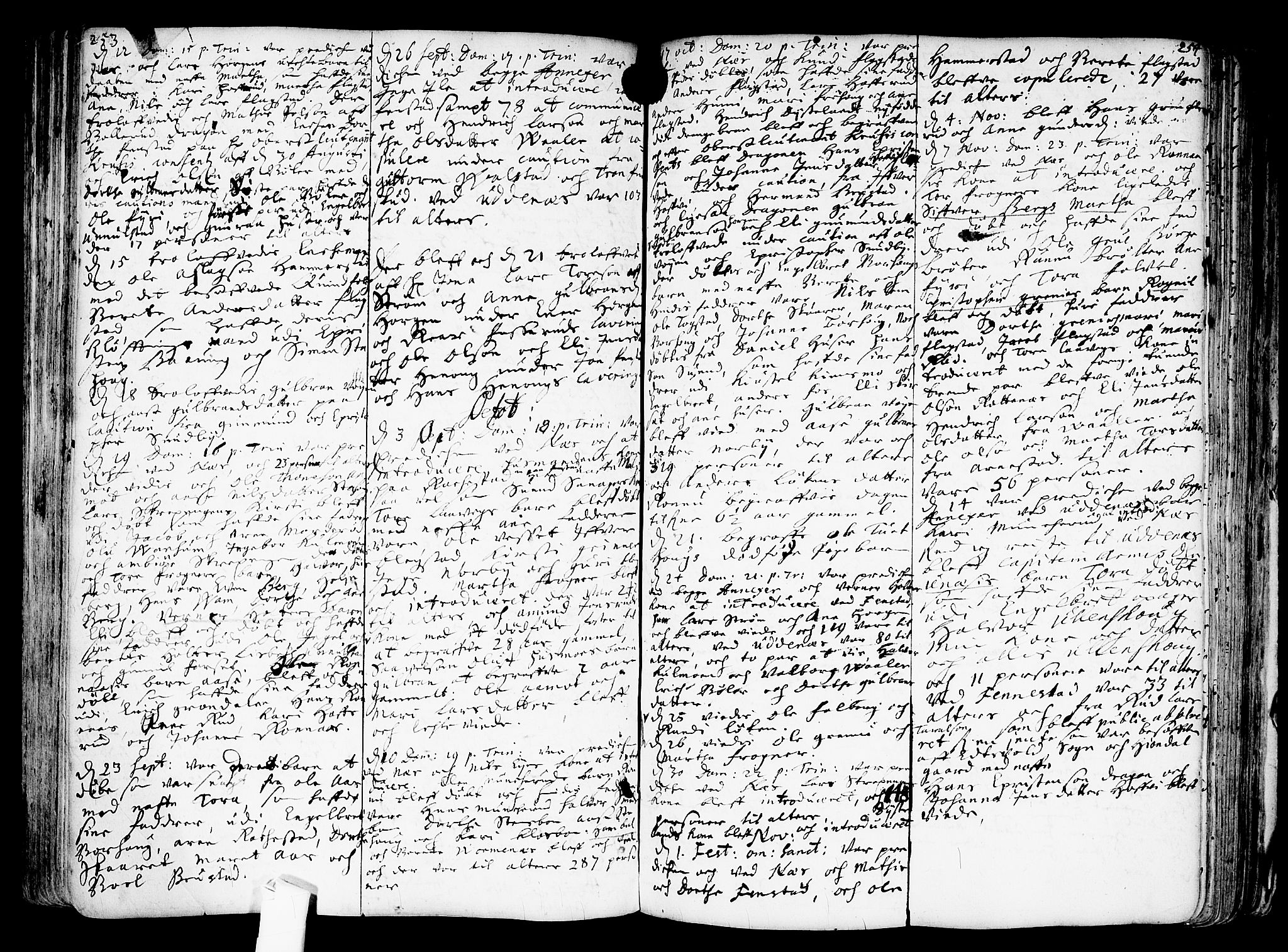 Nes prestekontor Kirkebøker, AV/SAO-A-10410/F/Fa/L0001: Parish register (official) no. I 1, 1689-1716, p. 253-254