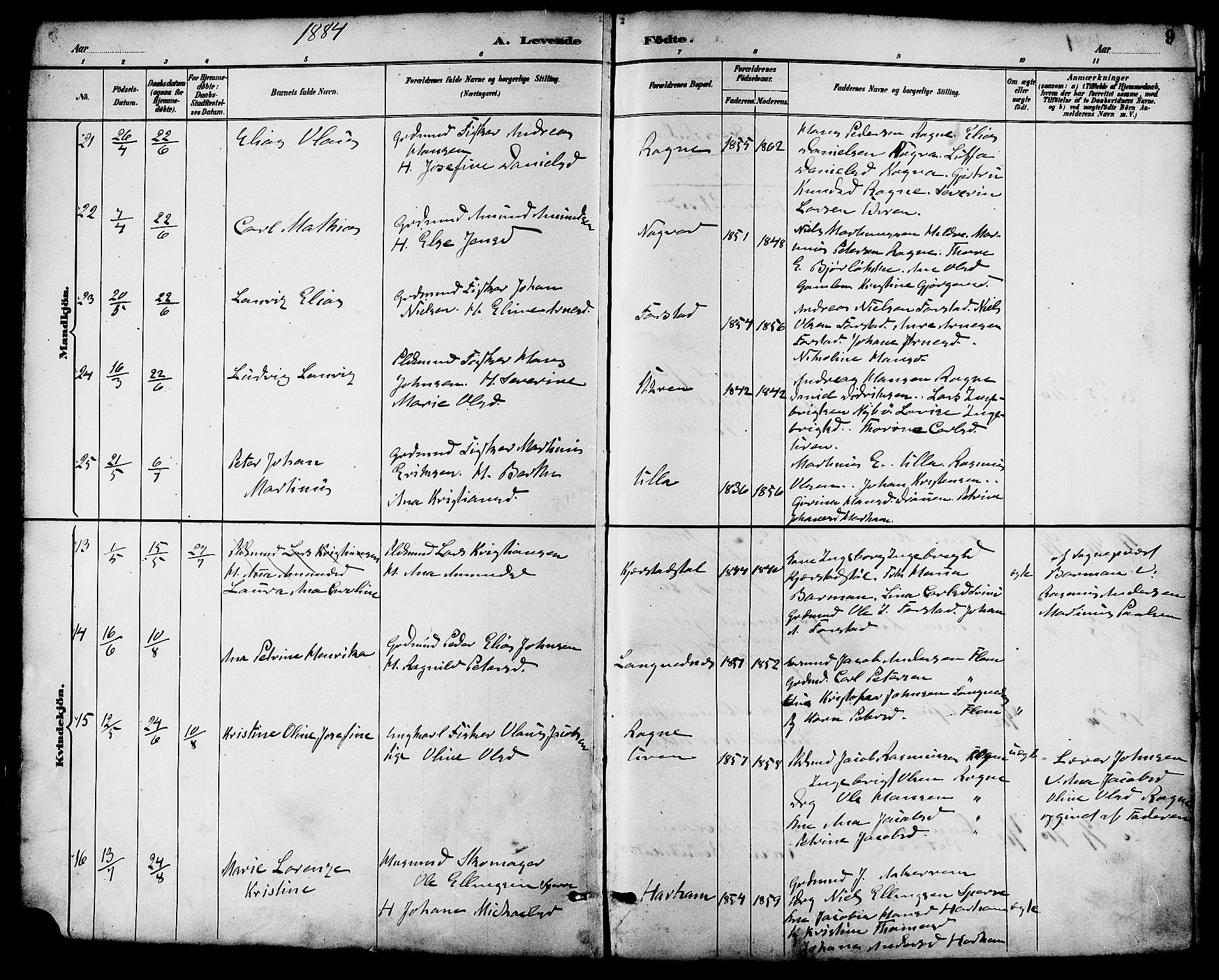 Ministerialprotokoller, klokkerbøker og fødselsregistre - Møre og Romsdal, SAT/A-1454/536/L0501: Parish register (official) no. 536A10, 1884-1896, p. 9