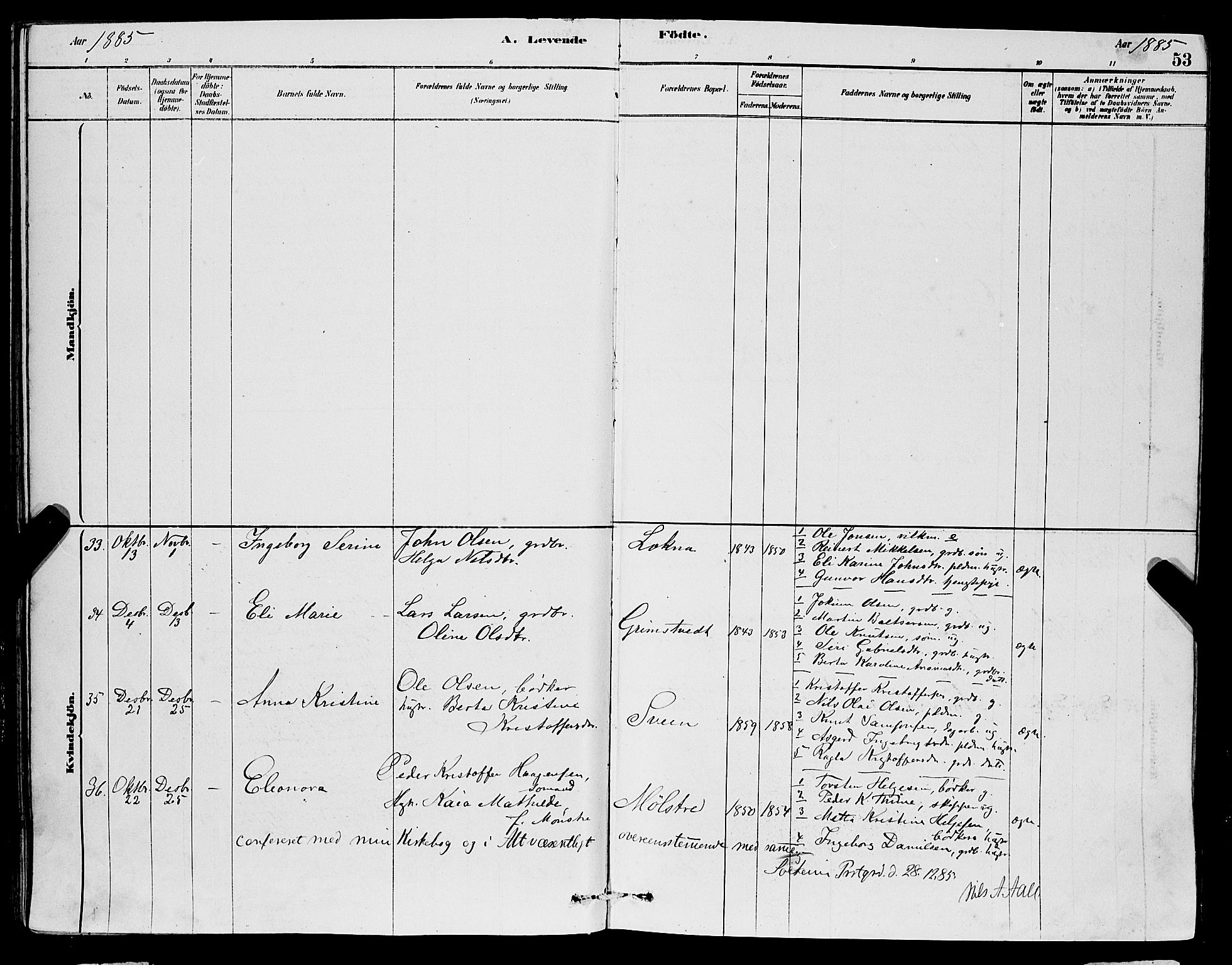 Sveio Sokneprestembete, AV/SAB-A-78501/H/Hab: Parish register (copy) no. A 3, 1878-1896, p. 53