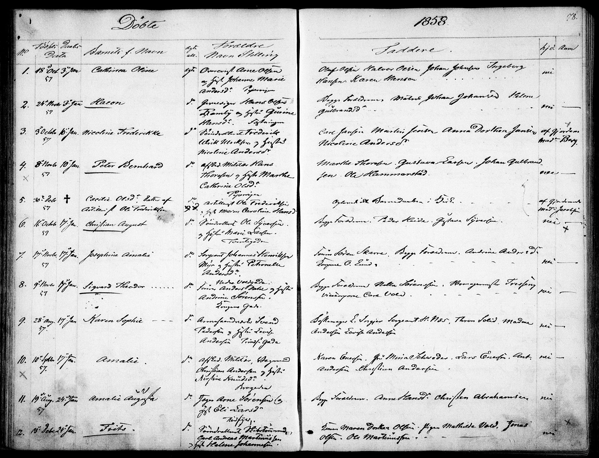 Garnisonsmenigheten Kirkebøker, SAO/A-10846/F/Fa/L0009: Parish register (official) no. 9, 1842-1859, p. 78