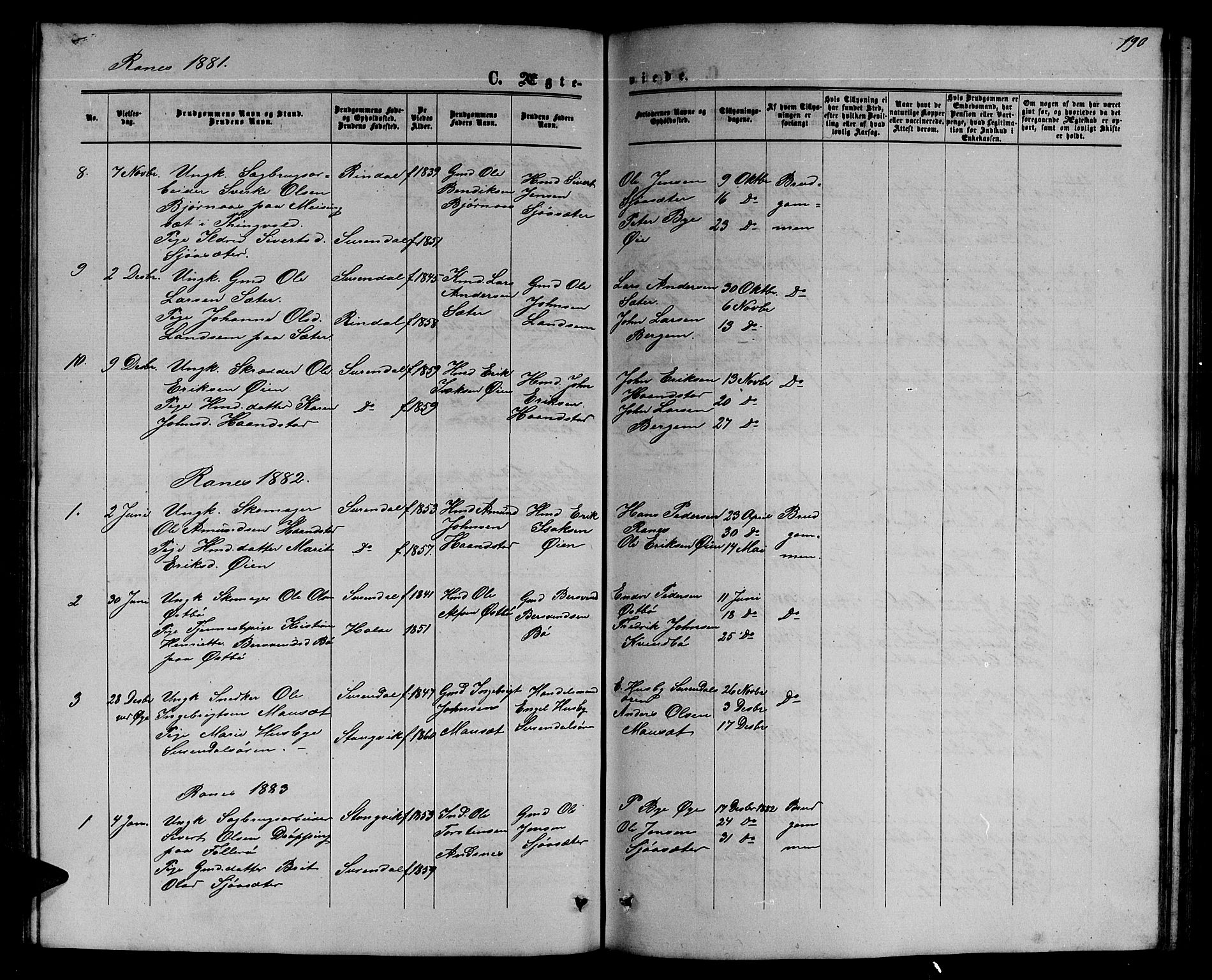 Ministerialprotokoller, klokkerbøker og fødselsregistre - Møre og Romsdal, SAT/A-1454/595/L1051: Parish register (copy) no. 595C03, 1866-1891, p. 190