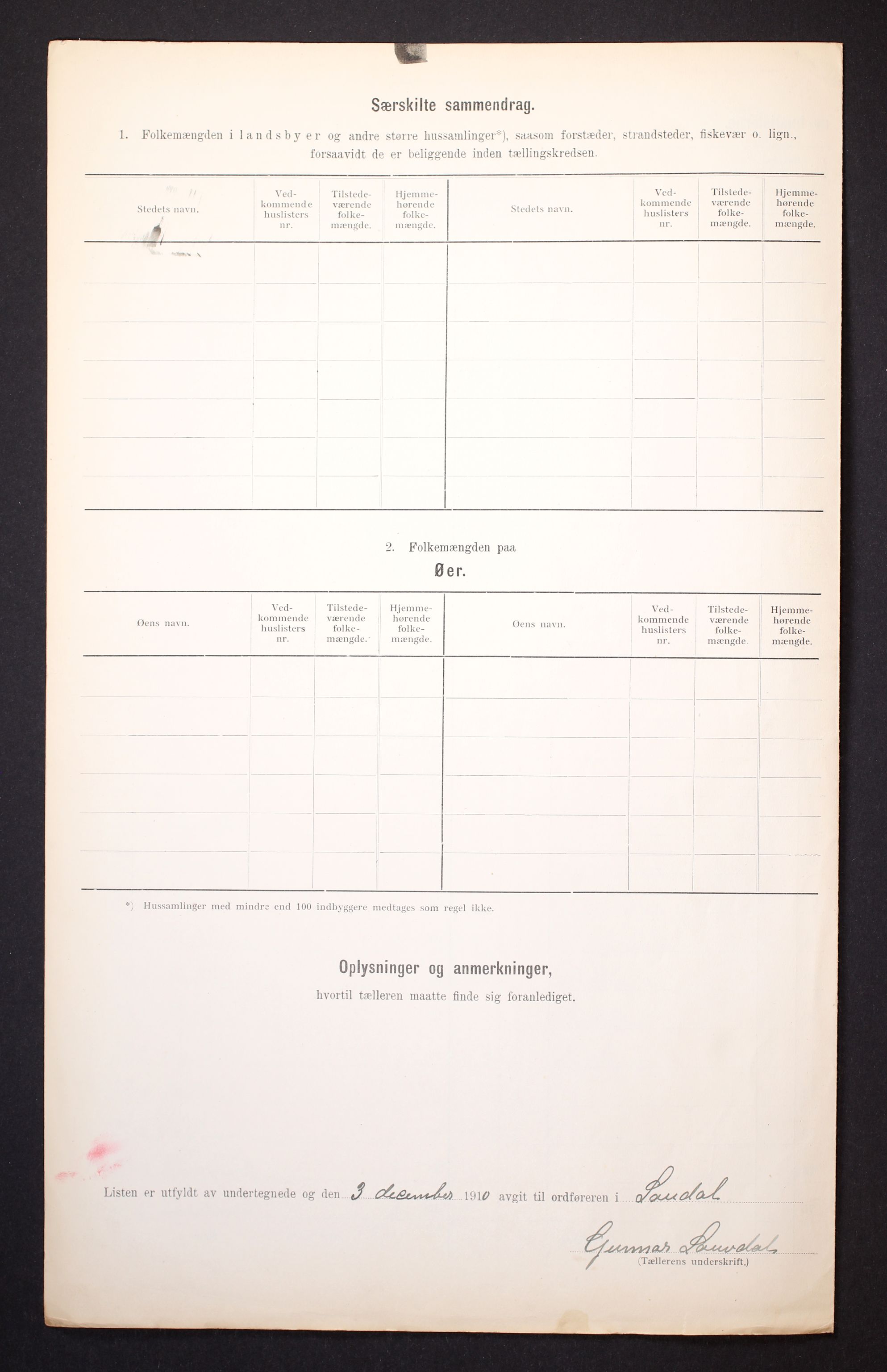 RA, 1910 census for Laudal, 1910, p. 9