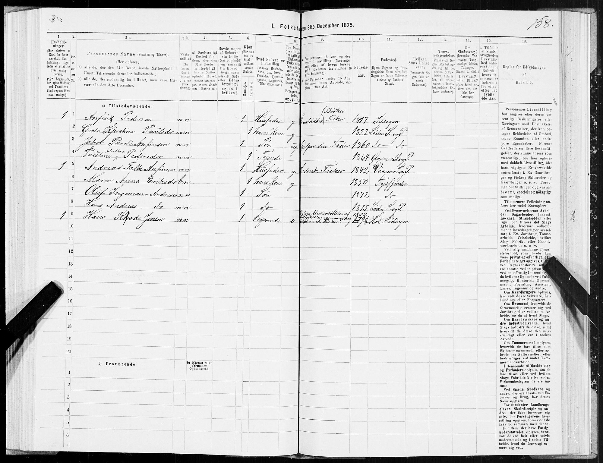 SAT, 1875 census for 1851P Lødingen, 1875, p. 1158