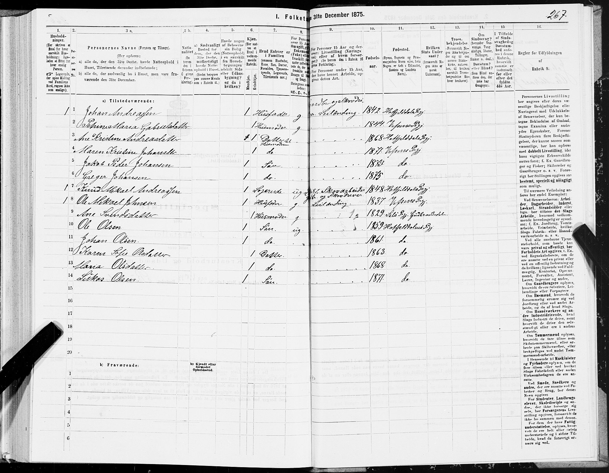 SAT, 1875 census for 1824L Vefsn/Vefsn, 1875, p. 1267