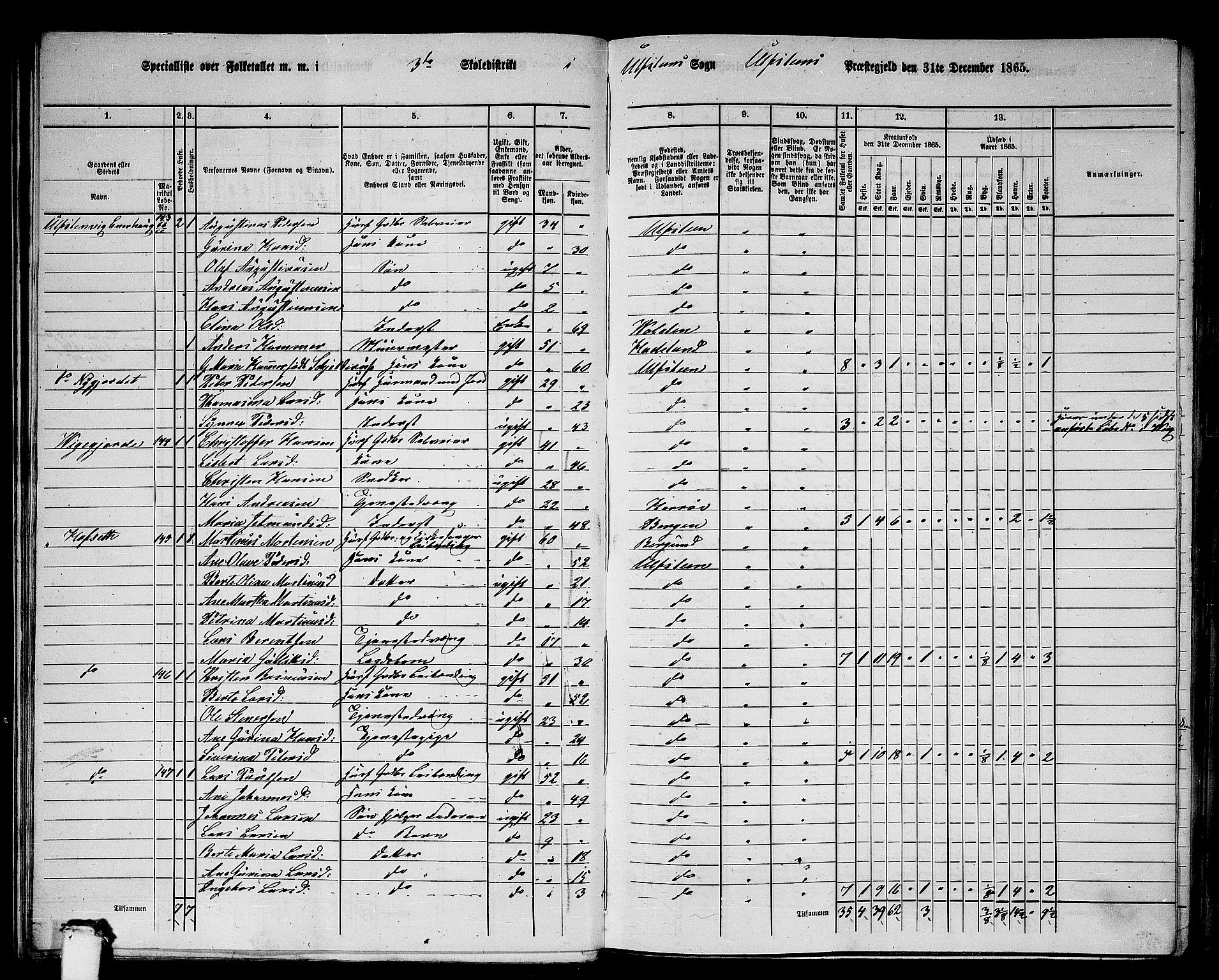 RA, 1865 census for Ulstein, 1865, p. 30