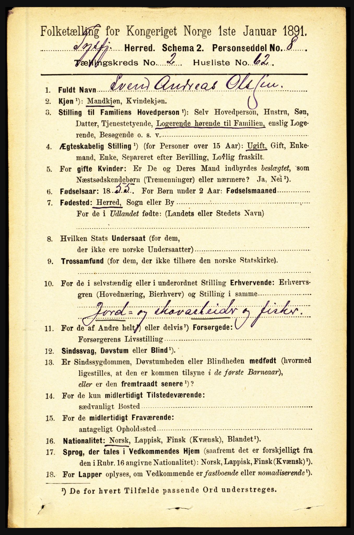 RA, 1891 census for 1850 Tysfjord, 1891, p. 983