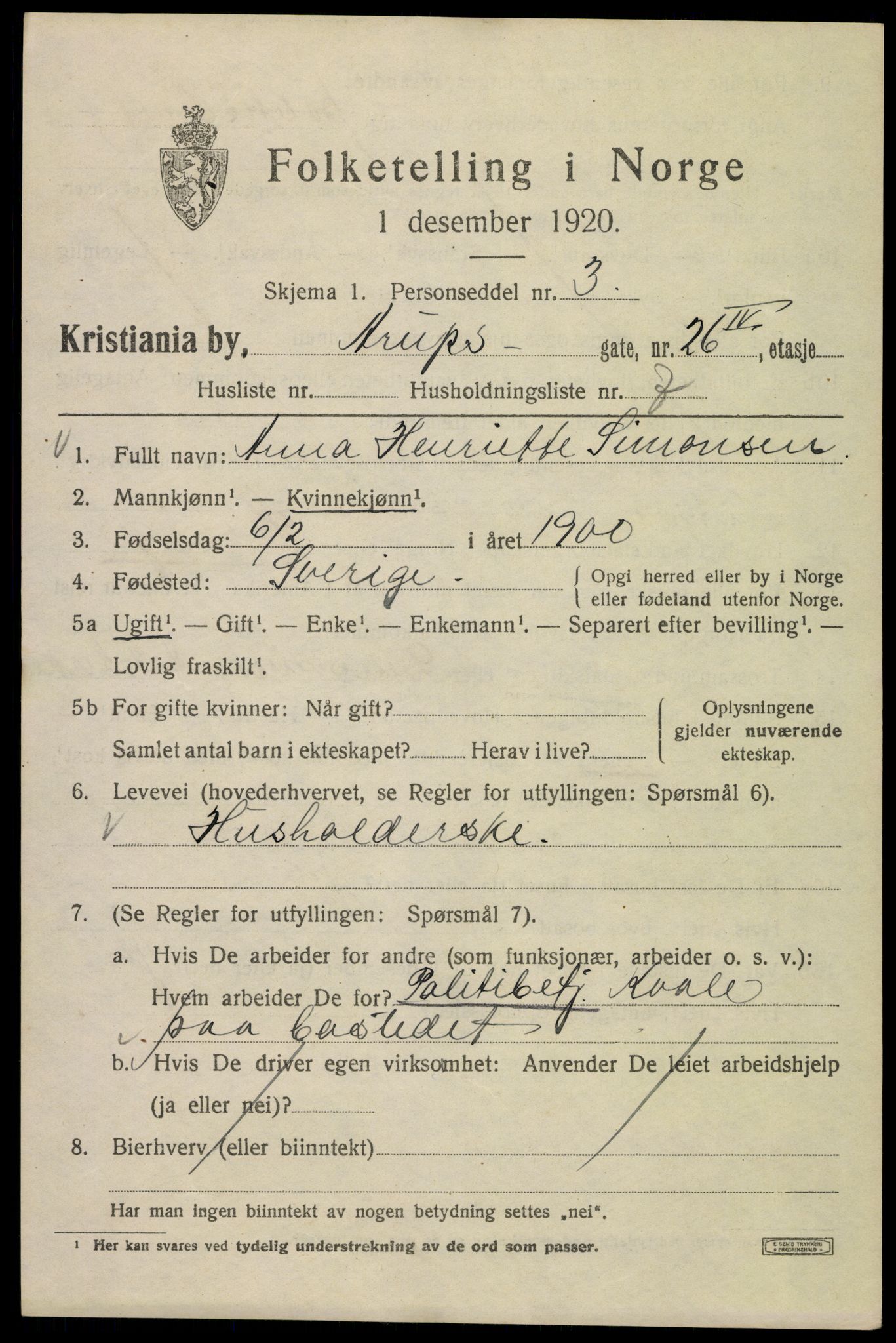 SAO, 1920 census for Kristiania, 1920, p. 146673