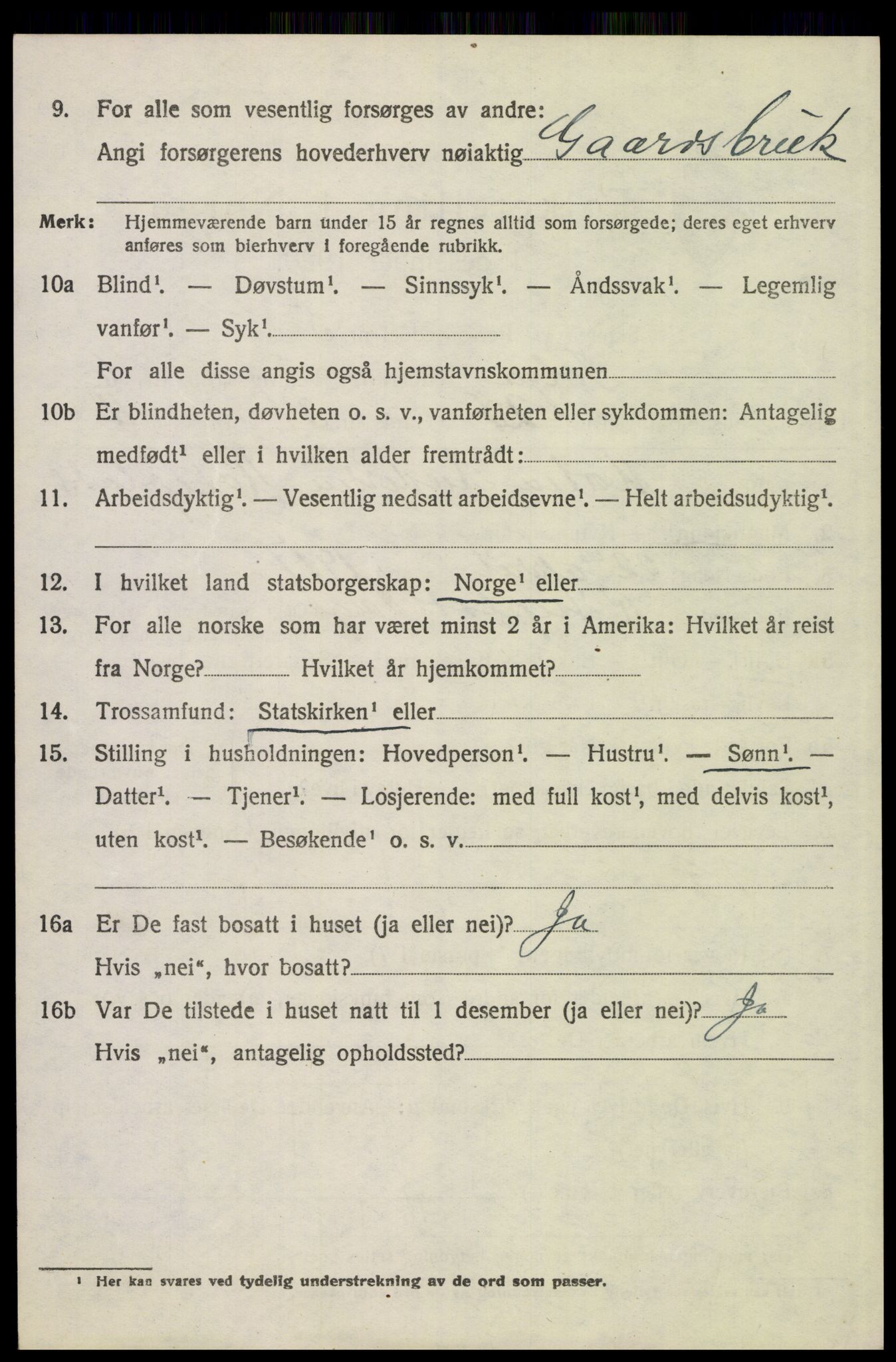 SAH, 1920 census for Tolga, 1920, p. 3910