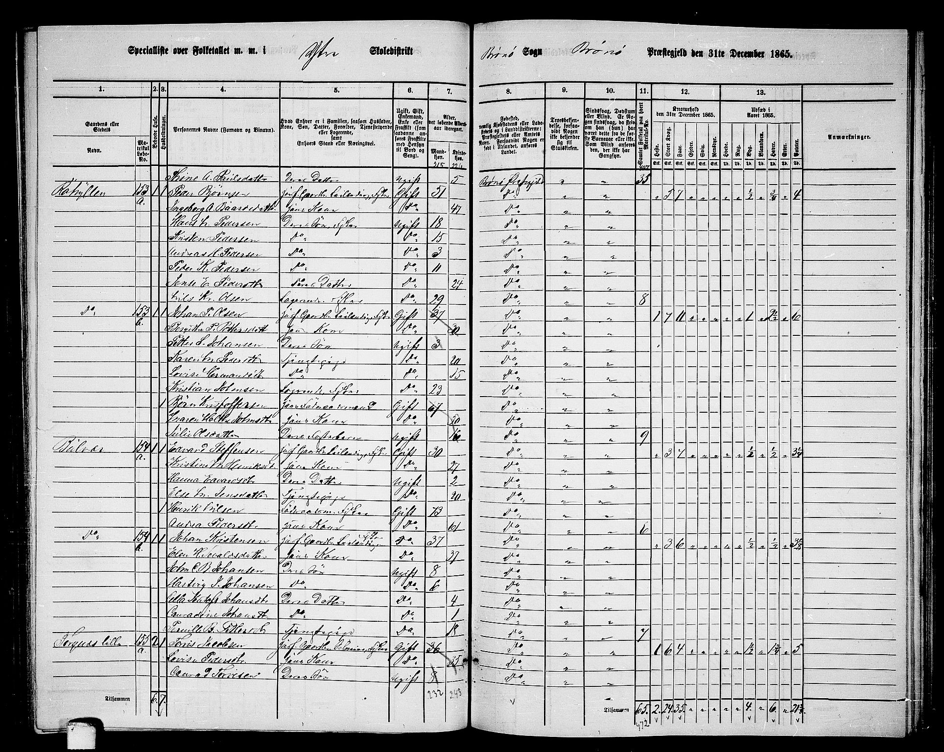 RA, 1865 census for Brønnøy, 1865, p. 140