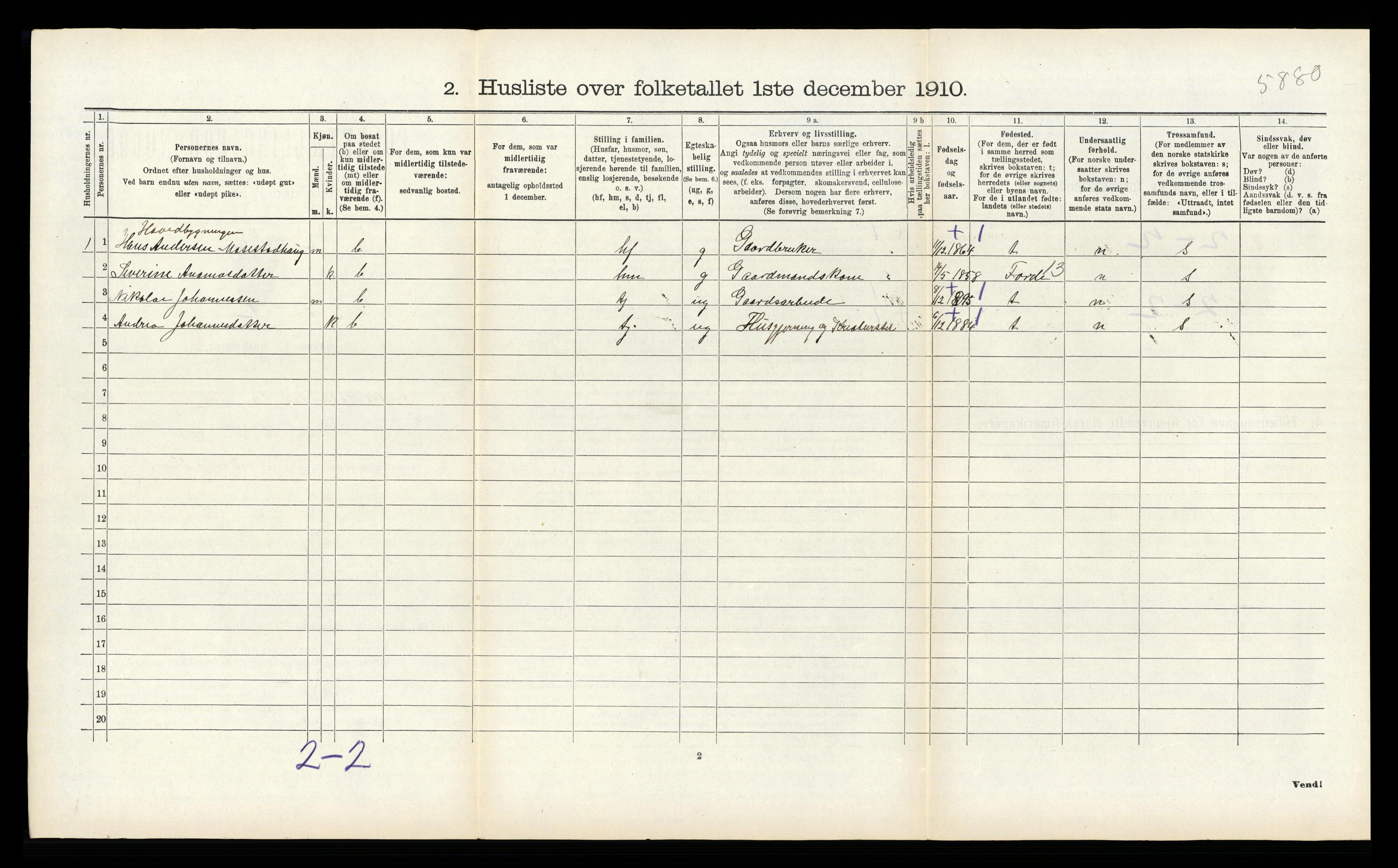 RA, 1910 census for Indre Holmedal, 1910, p. 269