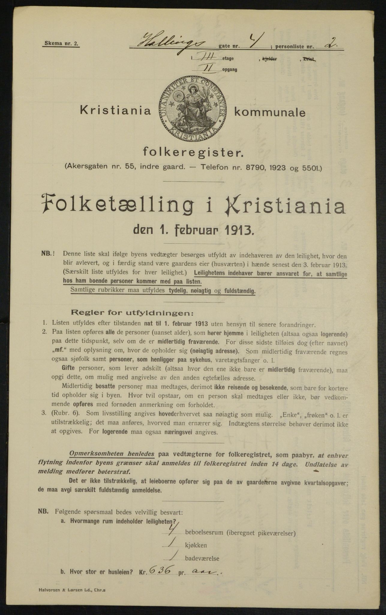 OBA, Municipal Census 1913 for Kristiania, 1913, p. 34204