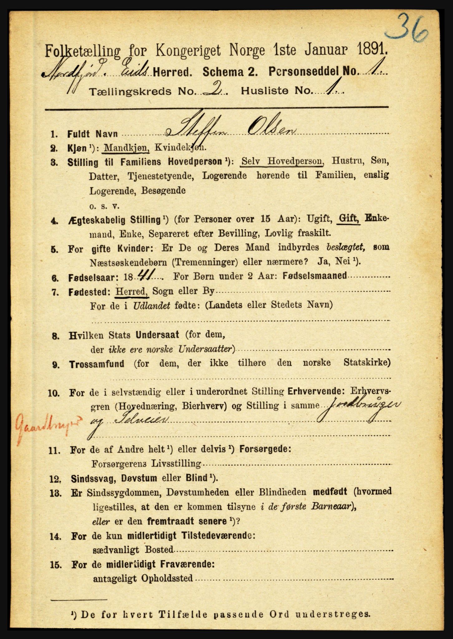 RA, 1891 census for 1443 Eid, 1891, p. 310