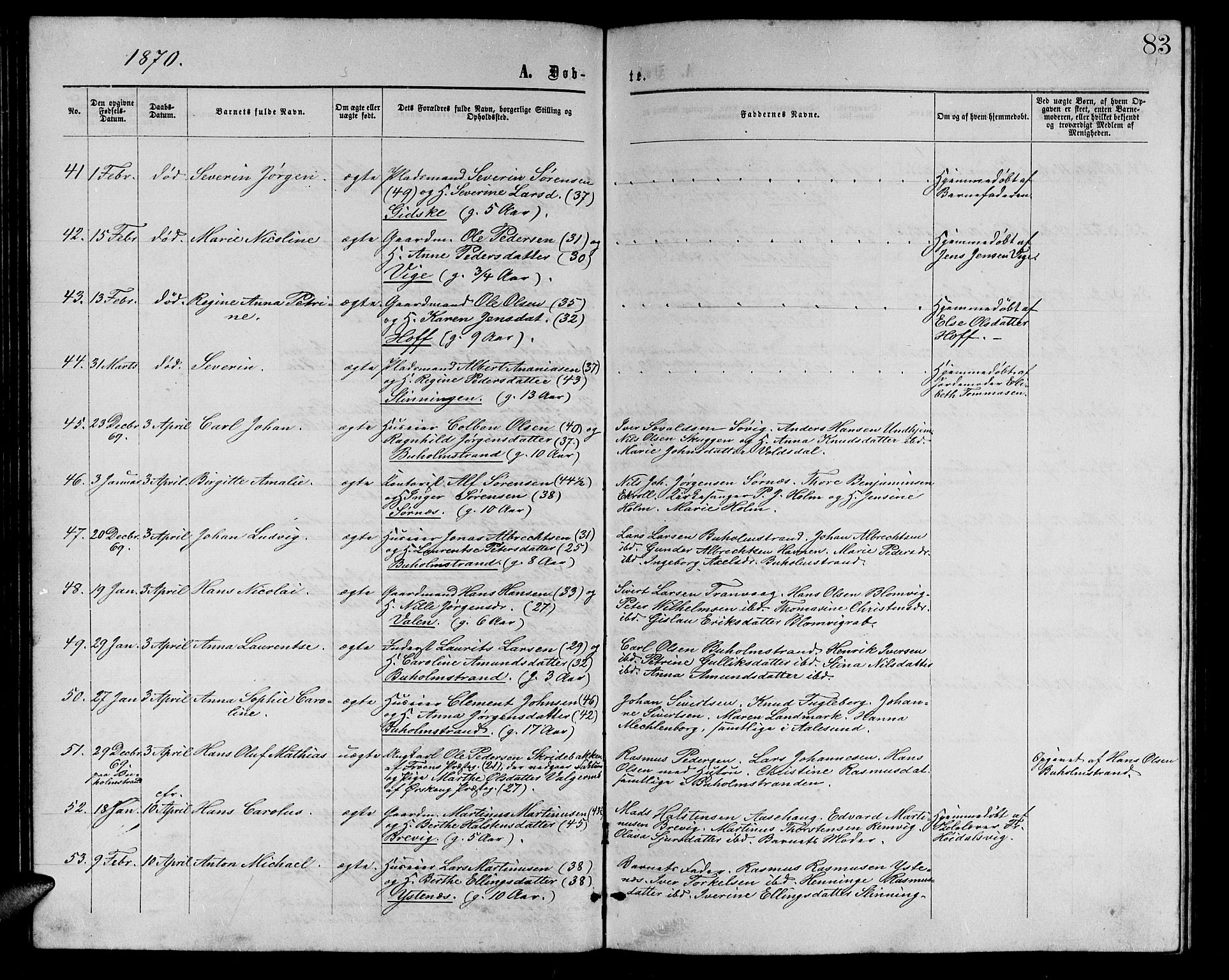 Ministerialprotokoller, klokkerbøker og fødselsregistre - Møre og Romsdal, AV/SAT-A-1454/528/L0428: Parish register (copy) no. 528C09, 1864-1880, p. 83