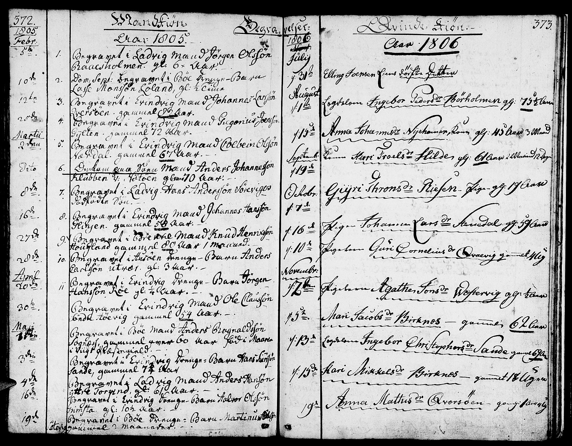 Gulen sokneprestembete, SAB/A-80201/H/Haa/Haaa/L0016: Parish register (official) no. A 16, 1798-1808, p. 372-373