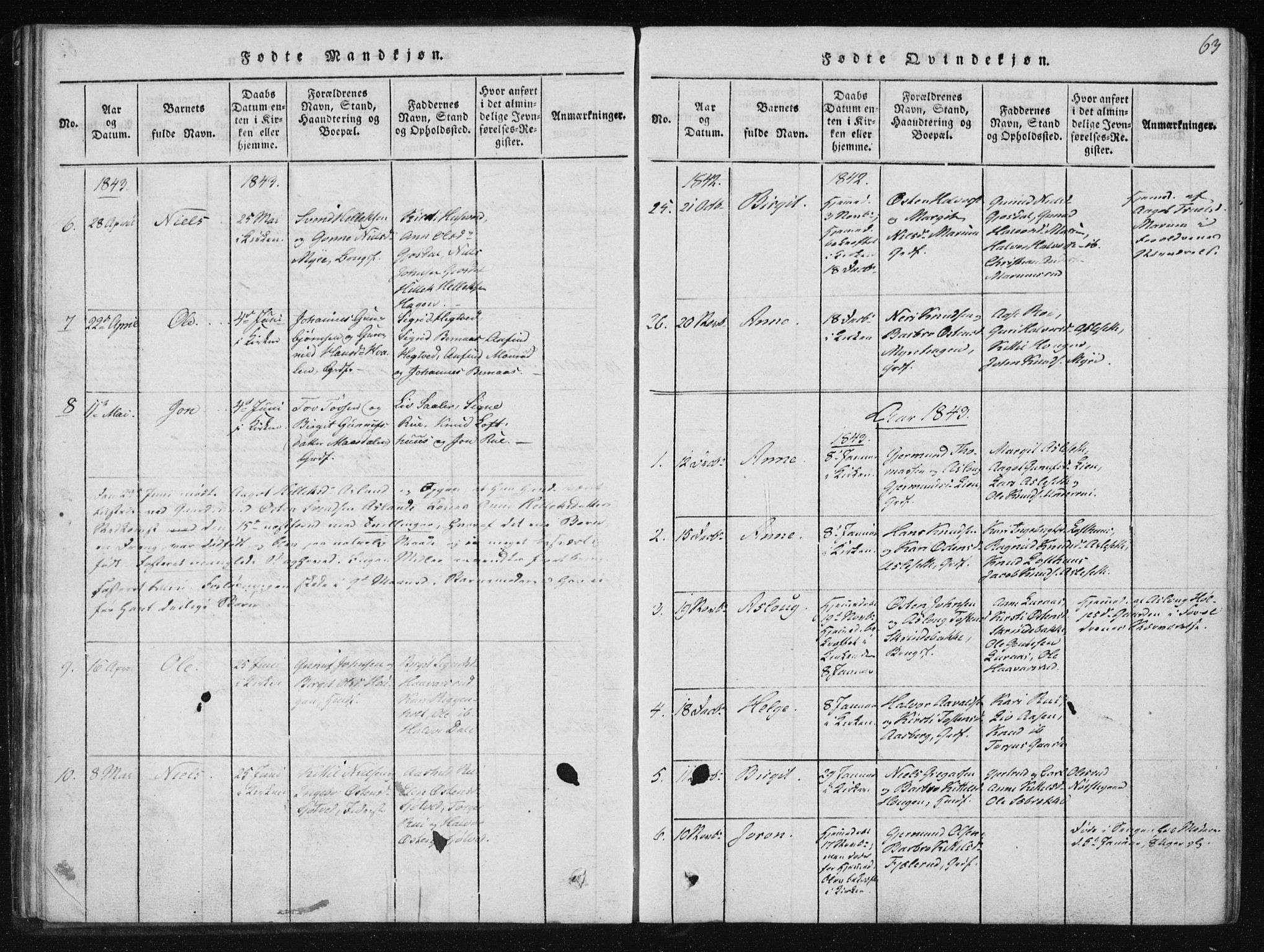 Tinn kirkebøker, AV/SAKO-A-308/F/Fb/L0001: Parish register (official) no. II 1, 1815-1843, p. 63