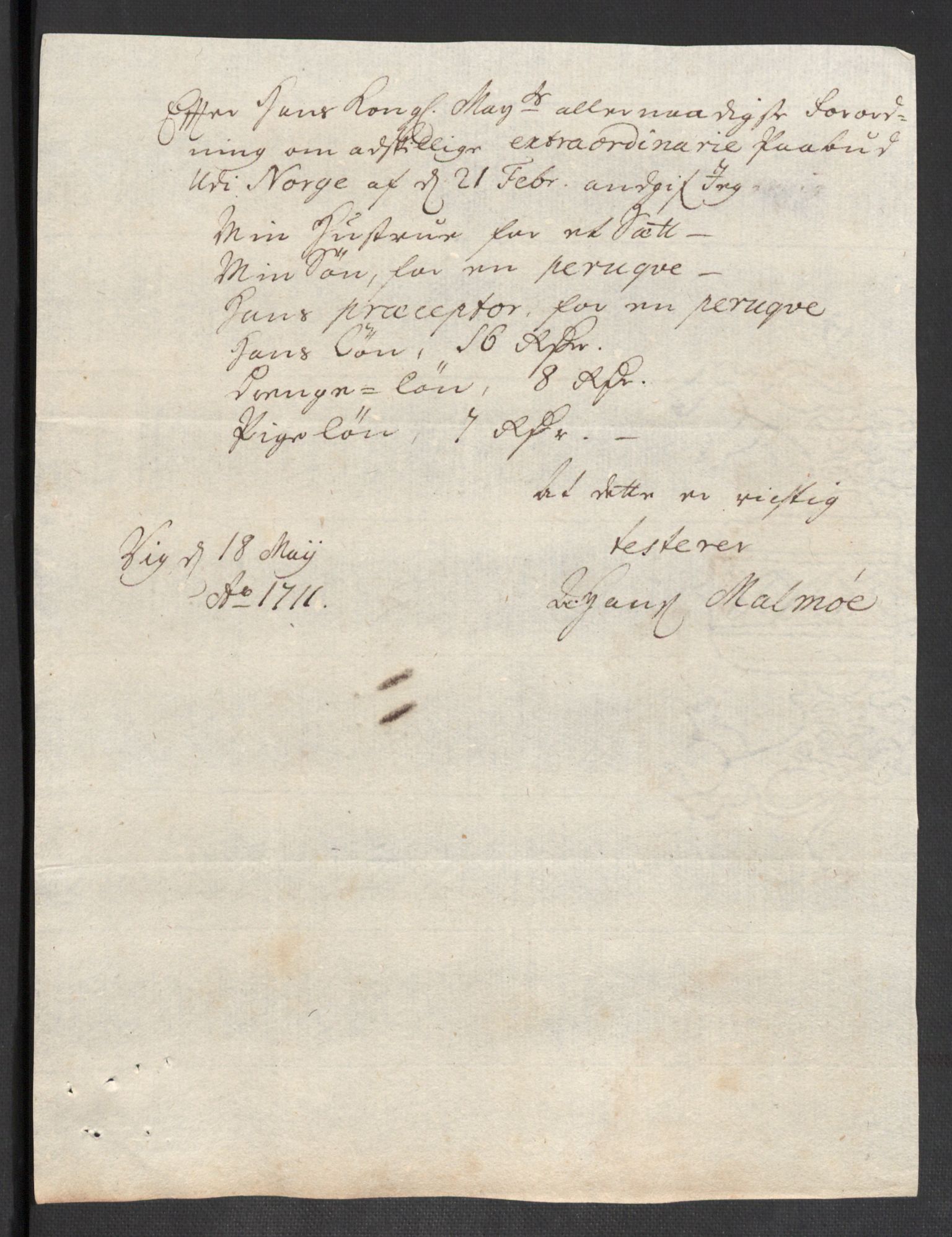 Rentekammeret inntil 1814, Reviderte regnskaper, Fogderegnskap, AV/RA-EA-4092/R43/L2554: Fogderegnskap Lista og Mandal, 1711, p. 482