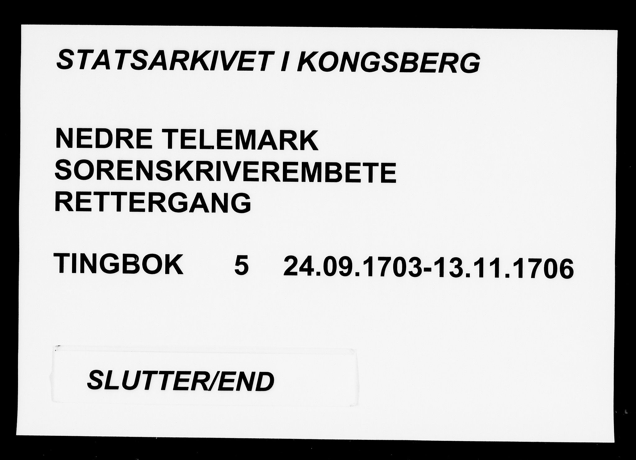 Nedre Telemark sorenskriveri, AV/SAKO-A-135/F/Fa/L0005: Tingbok, 1703-1706