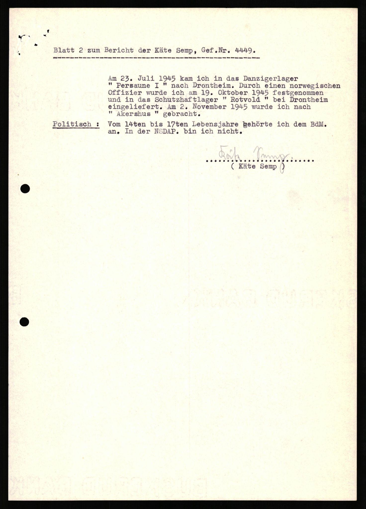 Forsvaret, Forsvarets overkommando II, AV/RA-RAFA-3915/D/Db/L0032: CI Questionaires. Tyske okkupasjonsstyrker i Norge. Tyskere., 1945-1946, p. 10