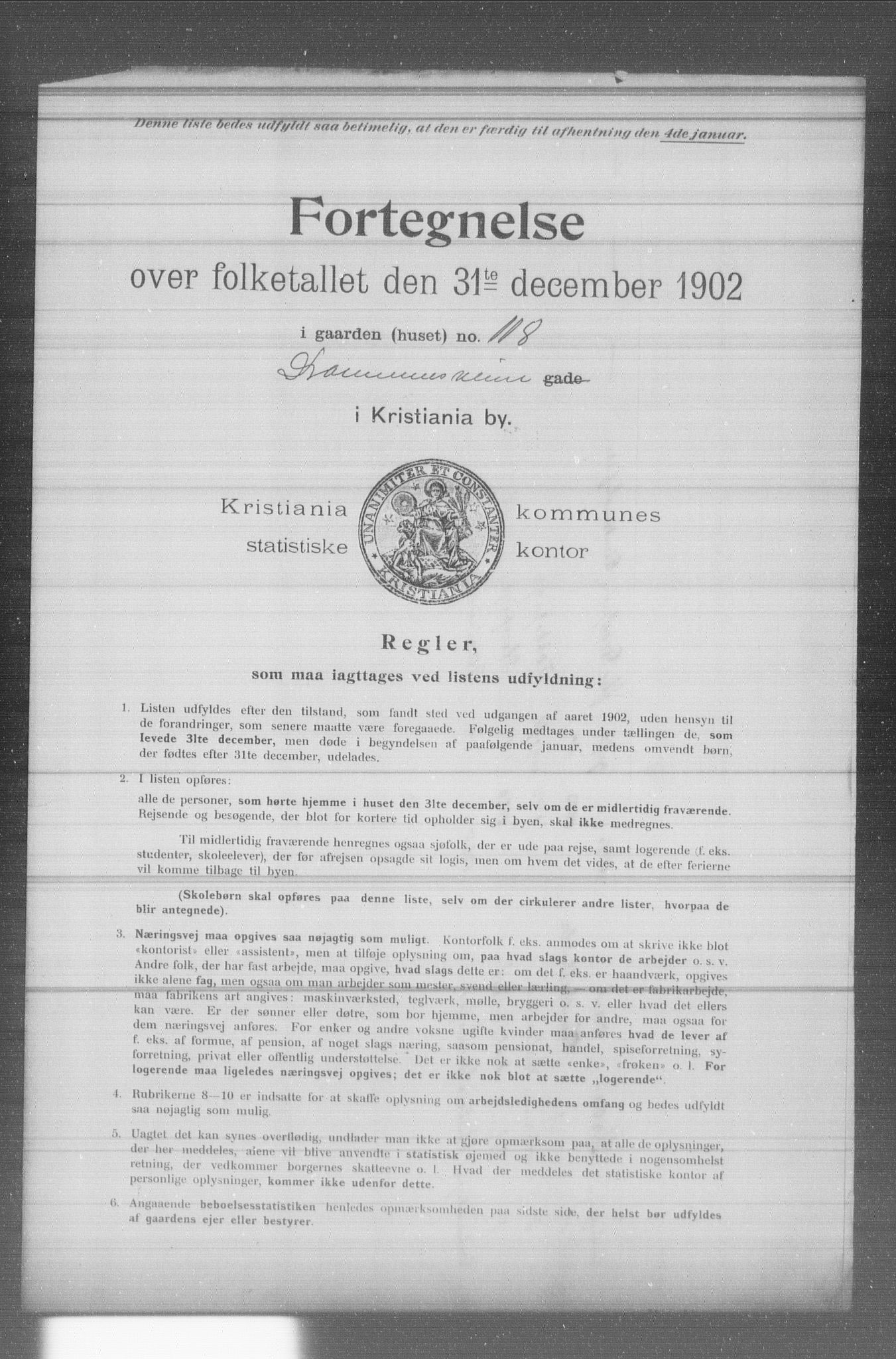 OBA, Municipal Census 1902 for Kristiania, 1902, p. 3294