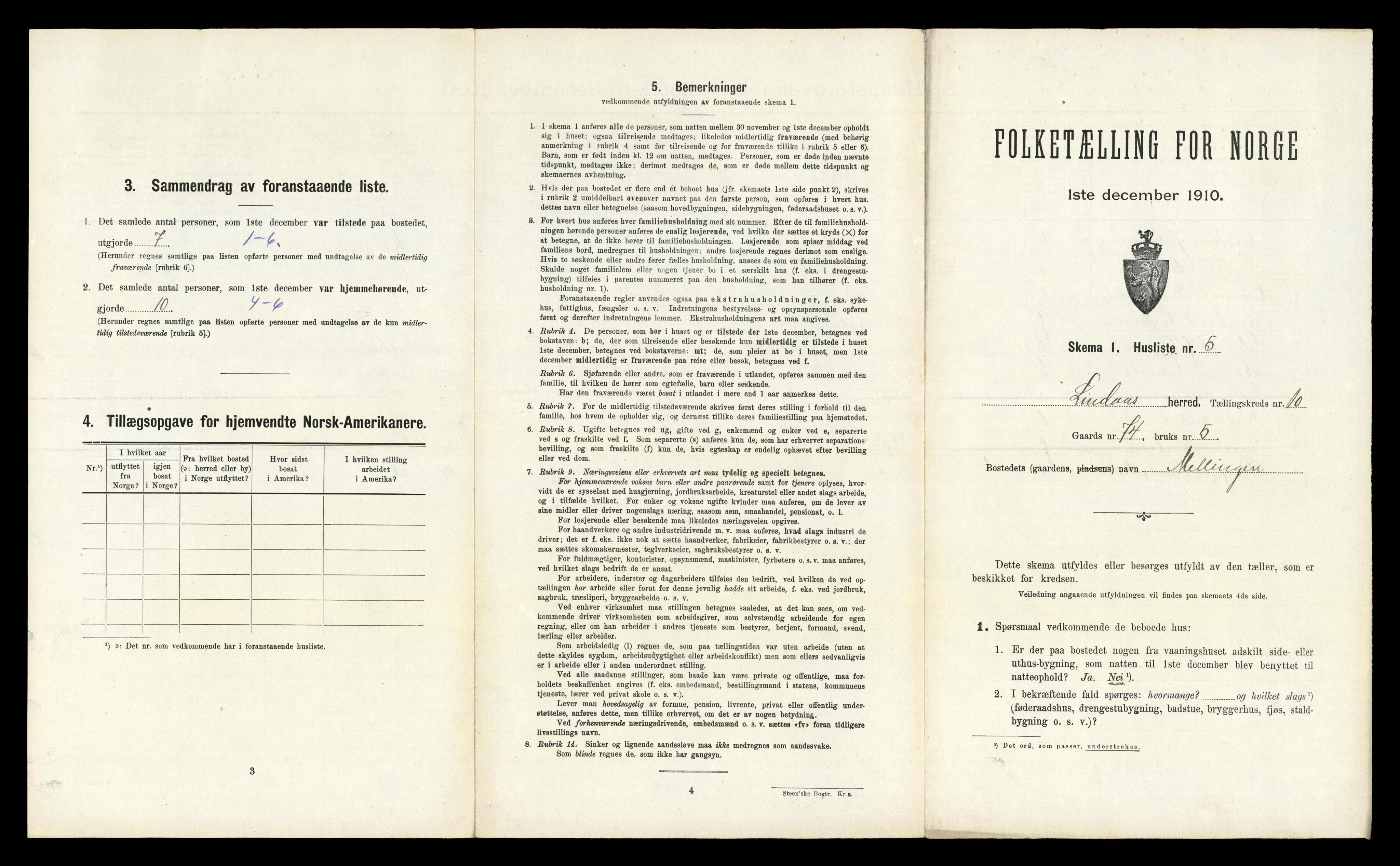 RA, 1910 census for Lindås, 1910, p. 670