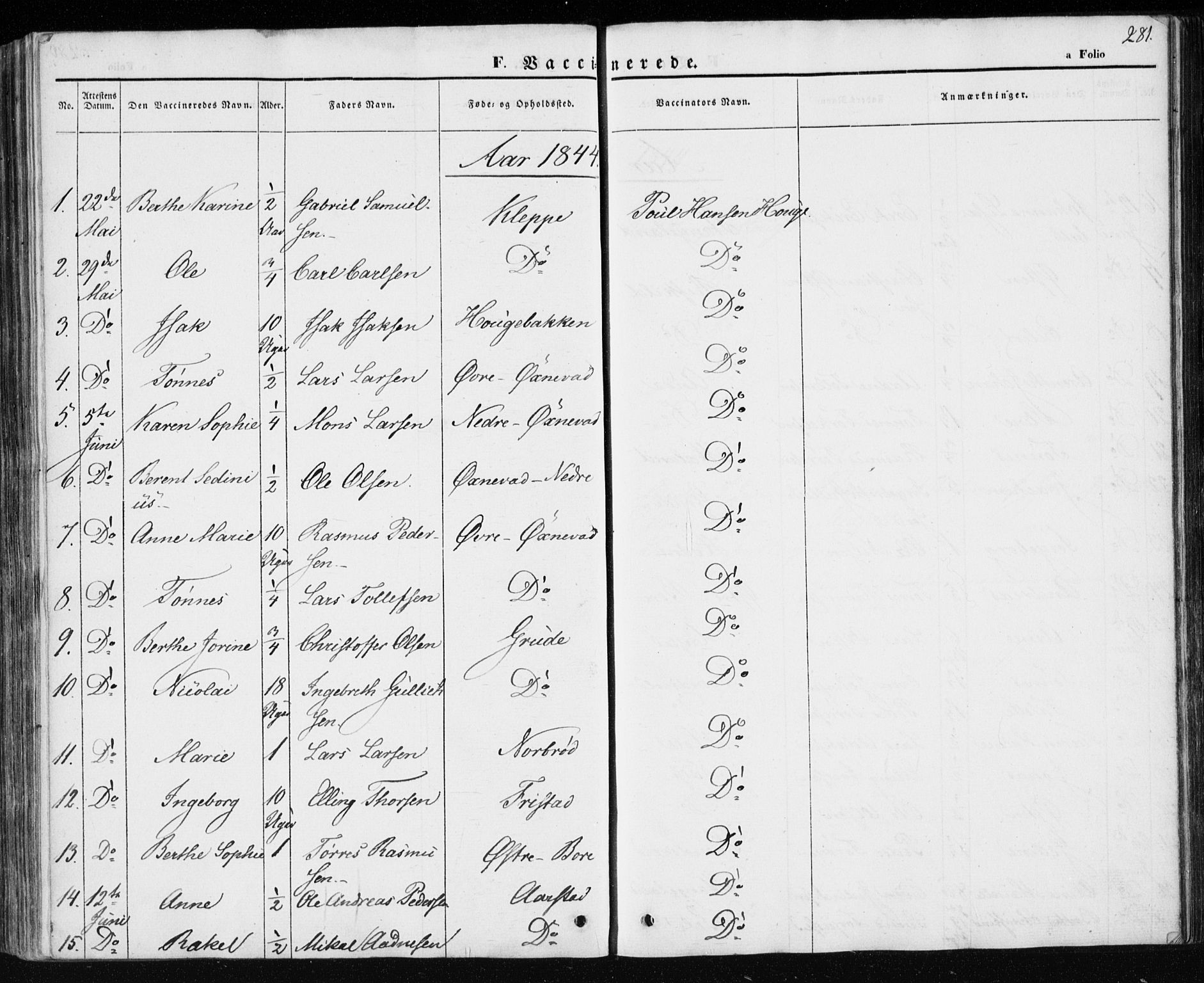 Klepp sokneprestkontor, SAST/A-101803/001/3/30BA/L0004: Parish register (official) no. A 4, 1842-1852, p. 281