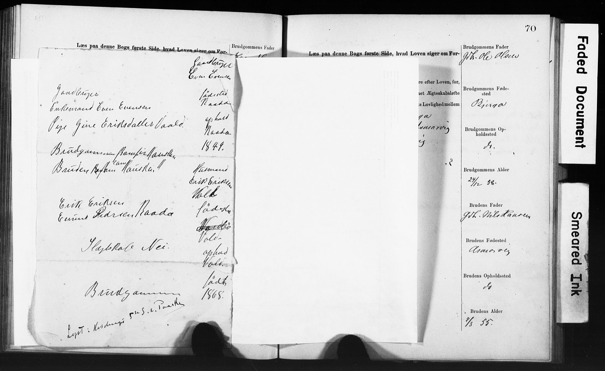 Rennesøy sokneprestkontor, SAST/A -101827/I/Ie/L0001: Banns register no. 1, 1873-1898, p. 70