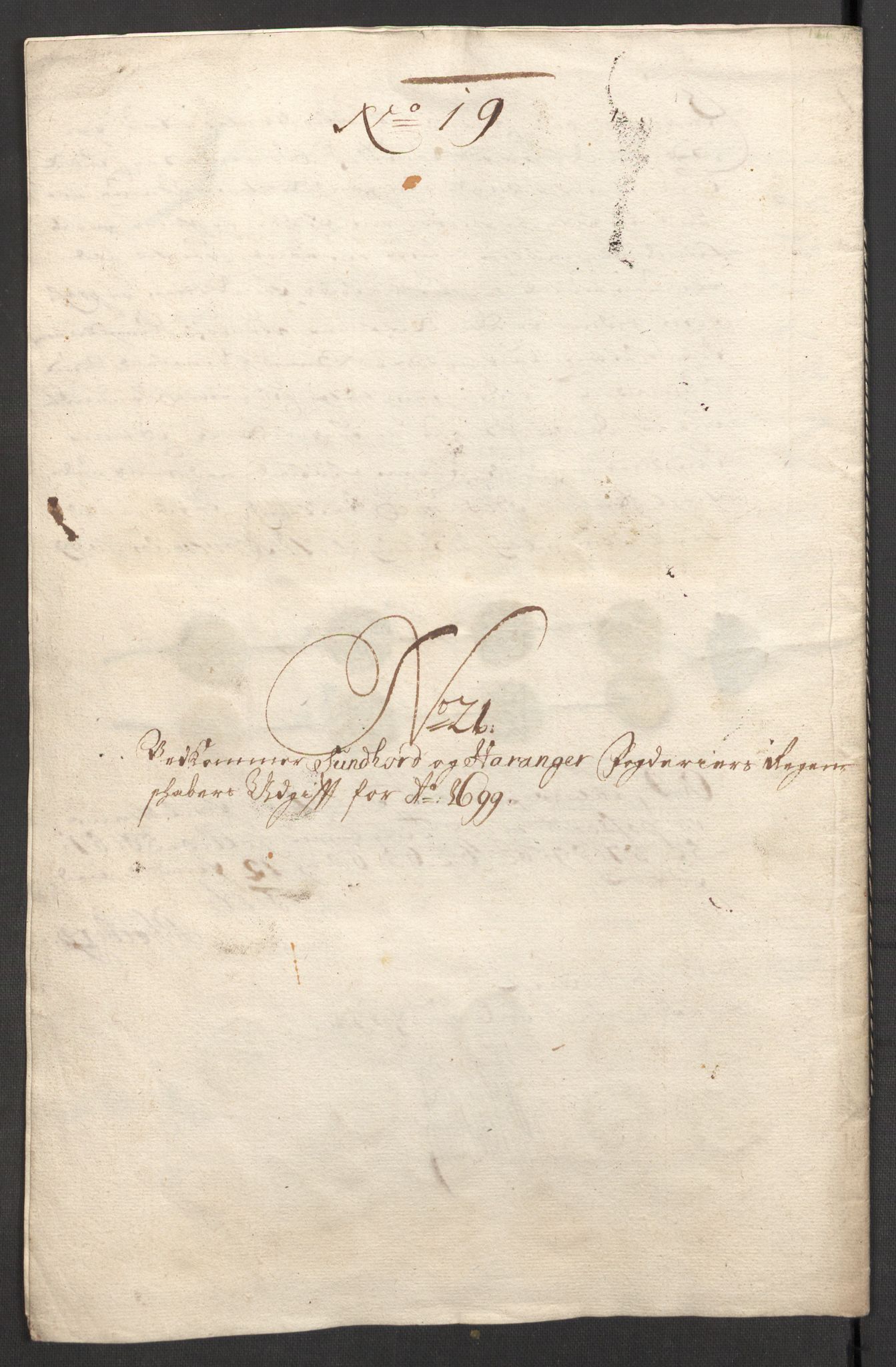 Rentekammeret inntil 1814, Reviderte regnskaper, Fogderegnskap, AV/RA-EA-4092/R48/L2978: Fogderegnskap Sunnhordland og Hardanger, 1699, p. 429