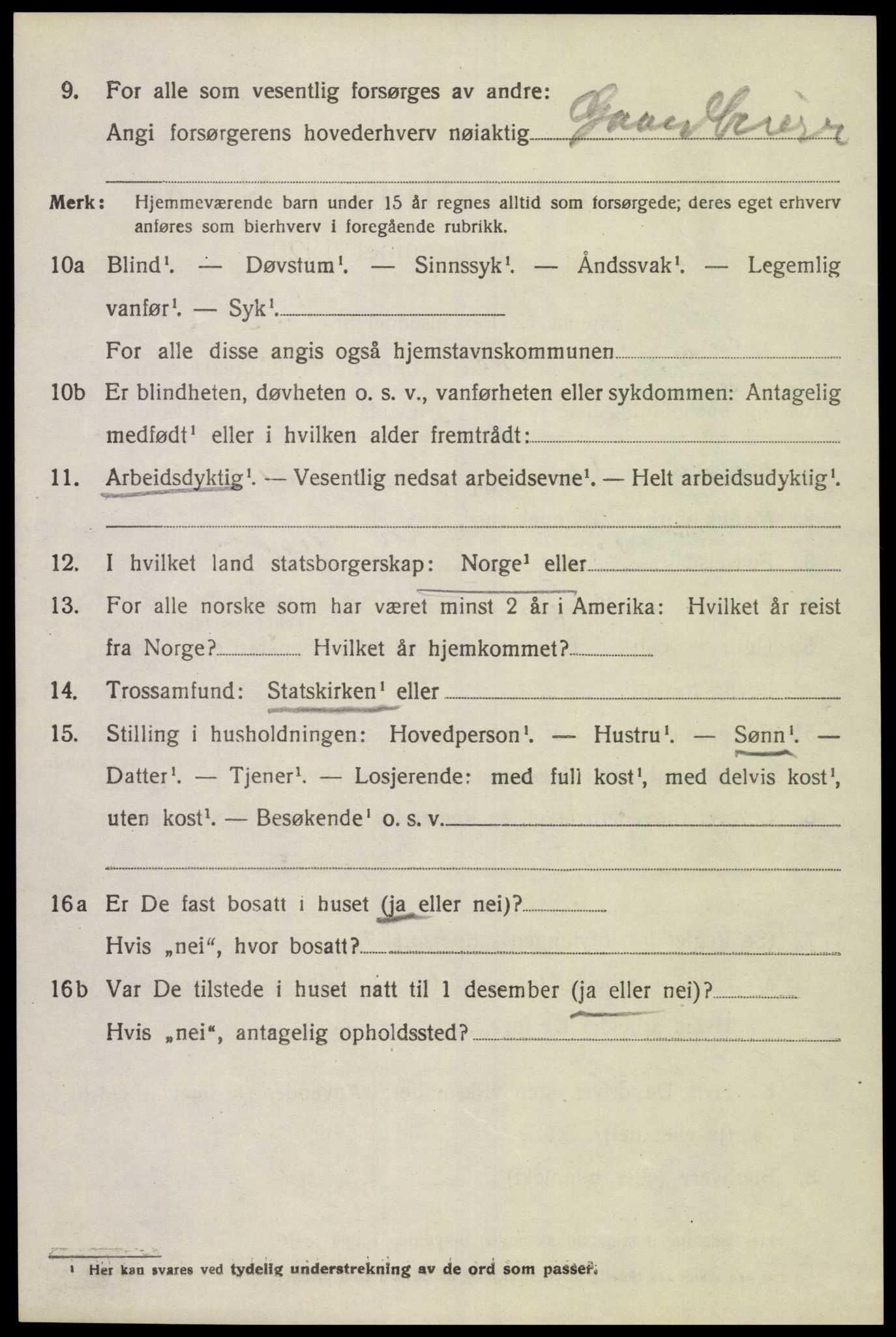 SAK, 1920 census for Spangereid, 1920, p. 1432