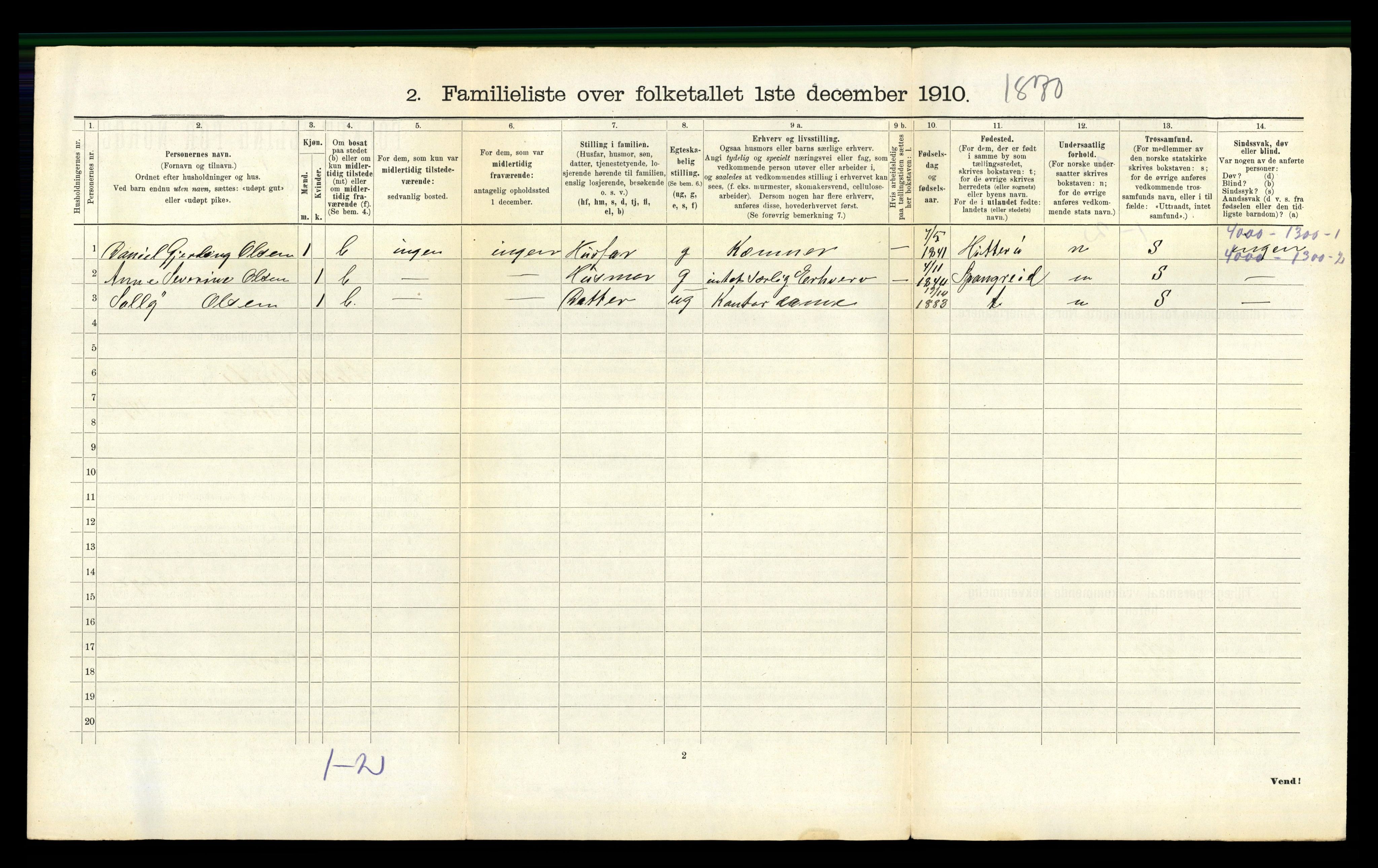 RA, 1910 census for Flekkefjord, 1910, p. 1191