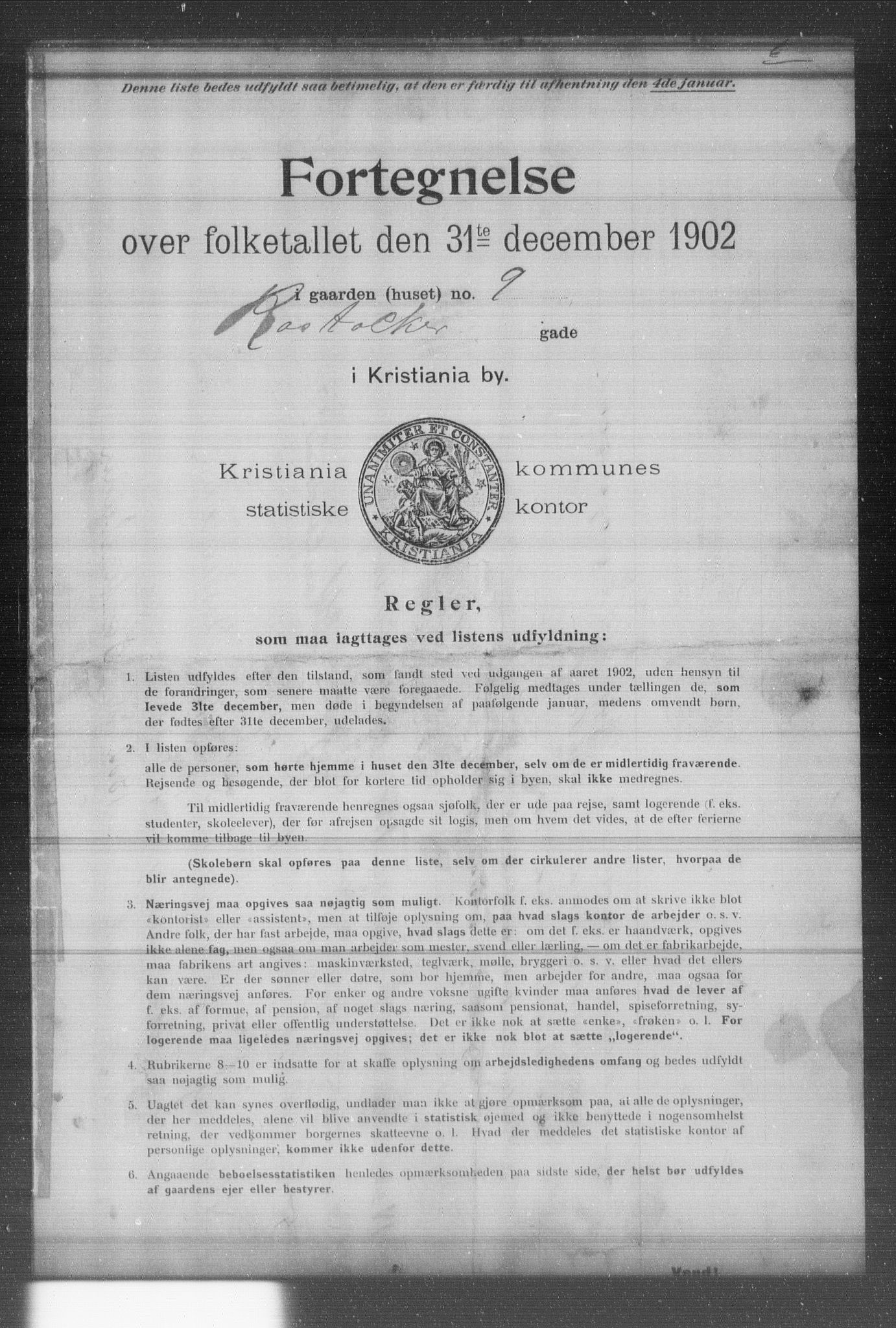 OBA, Municipal Census 1902 for Kristiania, 1902, p. 16084