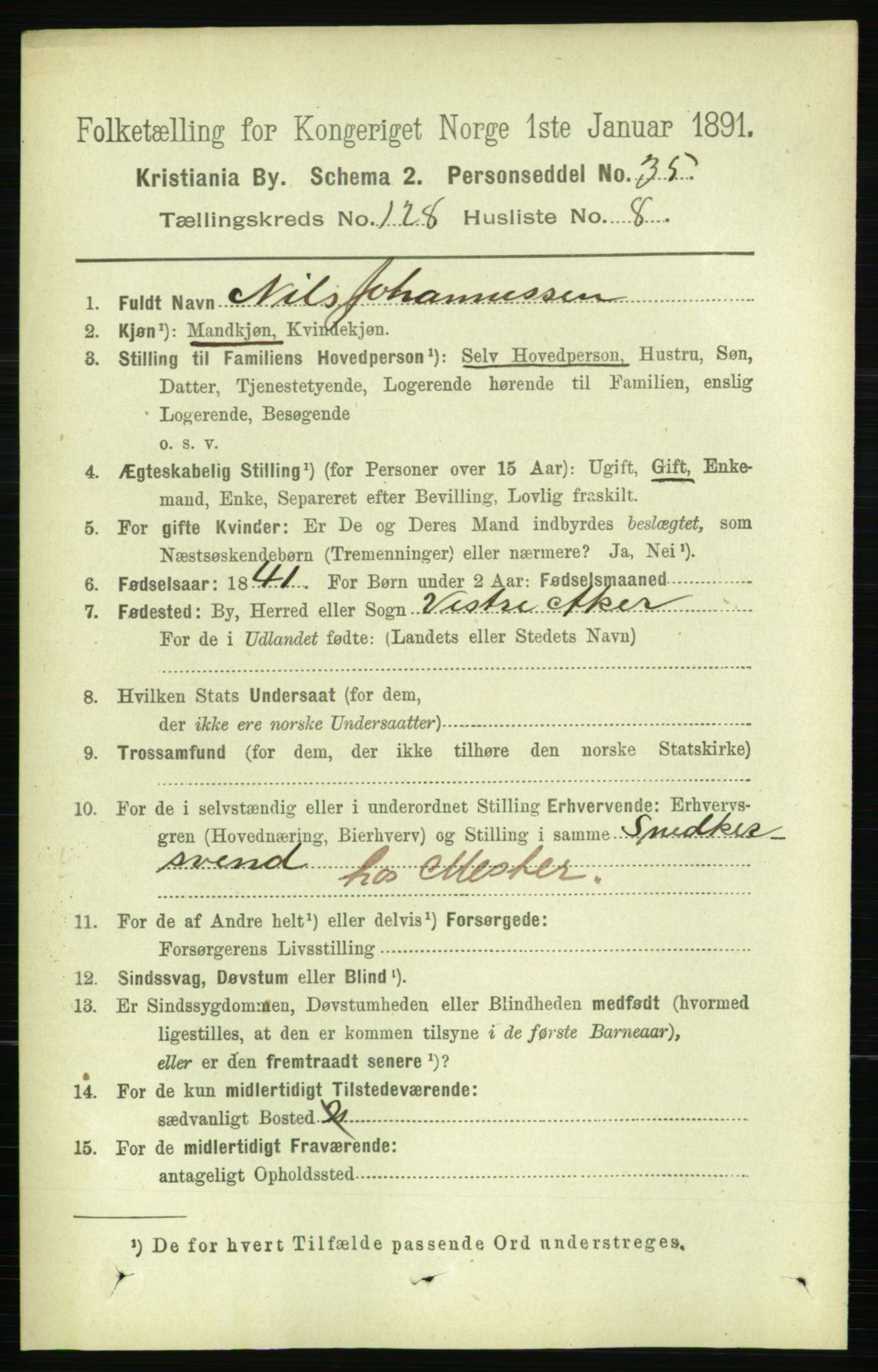 RA, 1891 census for 0301 Kristiania, 1891, p. 68813