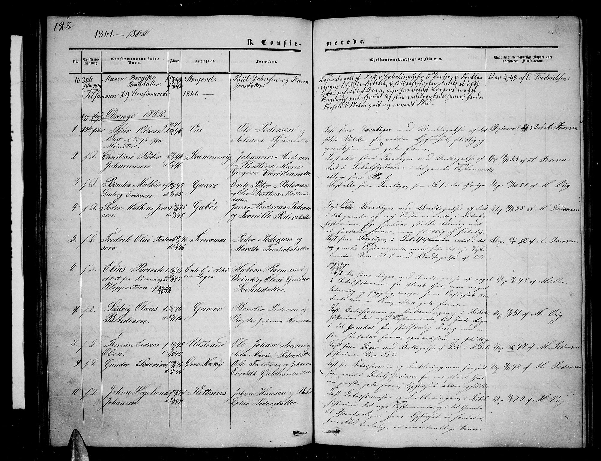 Kvæfjord sokneprestkontor, AV/SATØ-S-1323/G/Ga/Gab/L0003klokker: Parish register (copy) no. 3, 1856-1870, p. 128