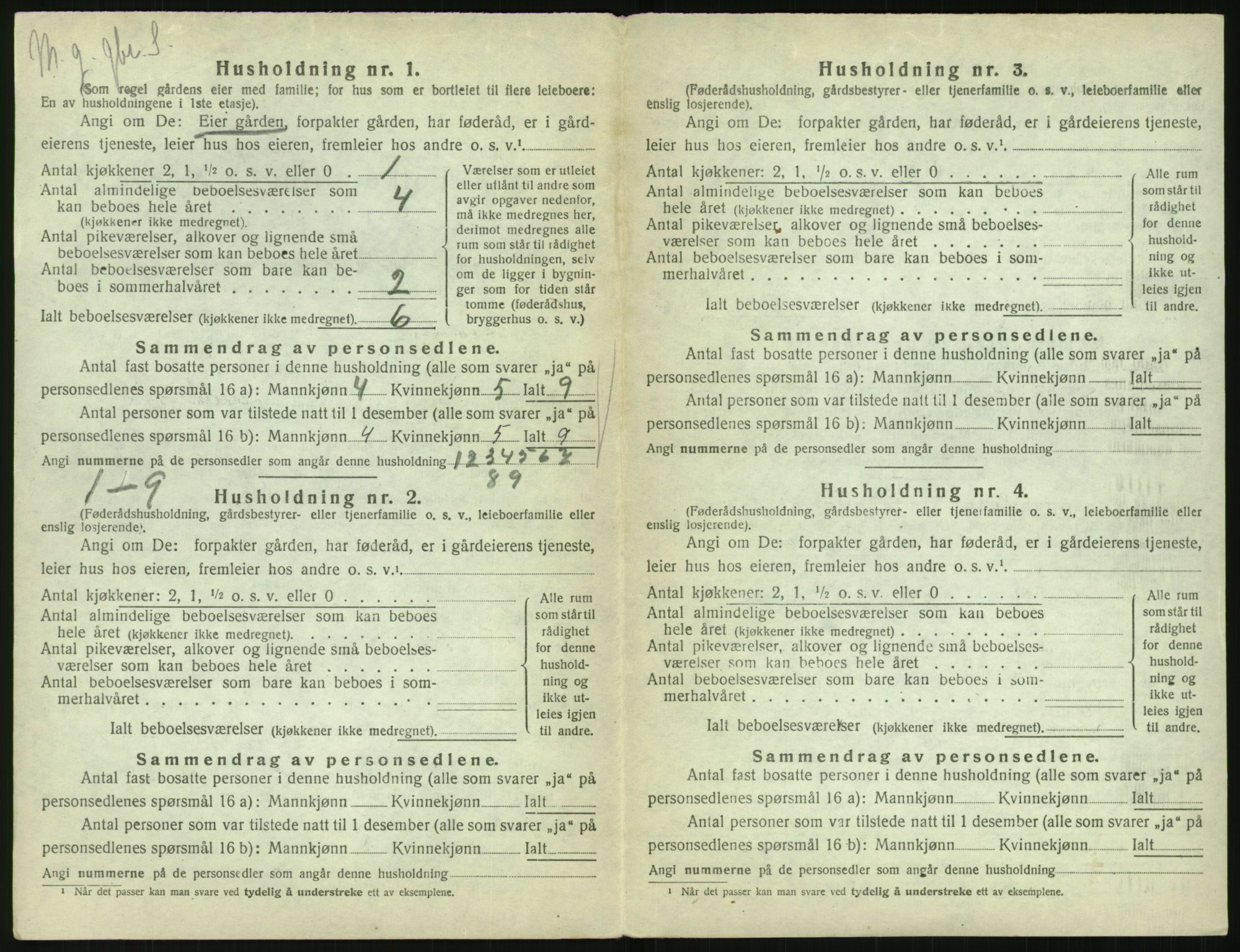 SAK, 1920 census for Vegårshei, 1920, p. 255