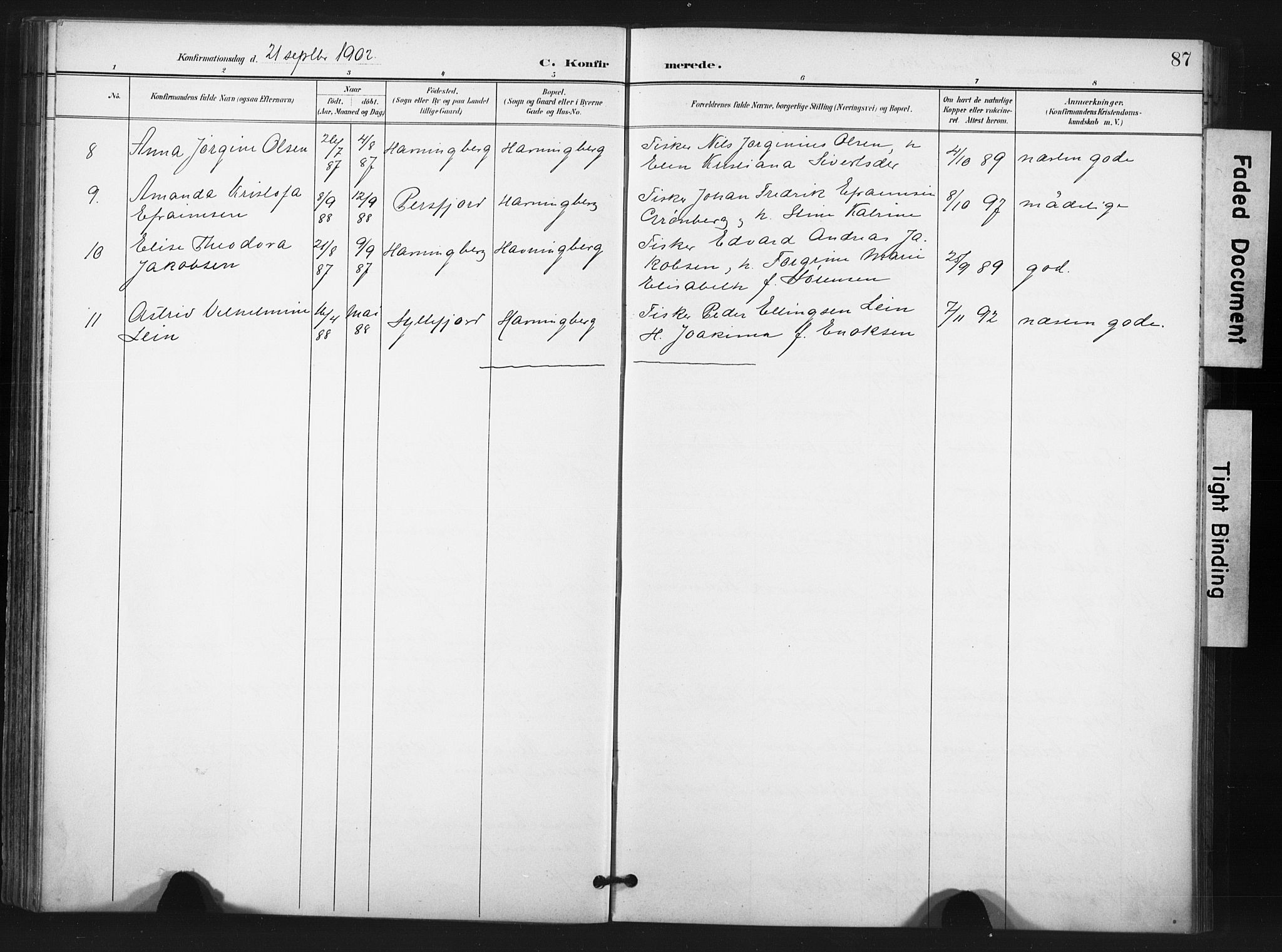 Vardø sokneprestkontor, SATØ/S-1332/H/Ha/L0011kirke: Parish register (official) no. 11, 1897-1911, p. 87