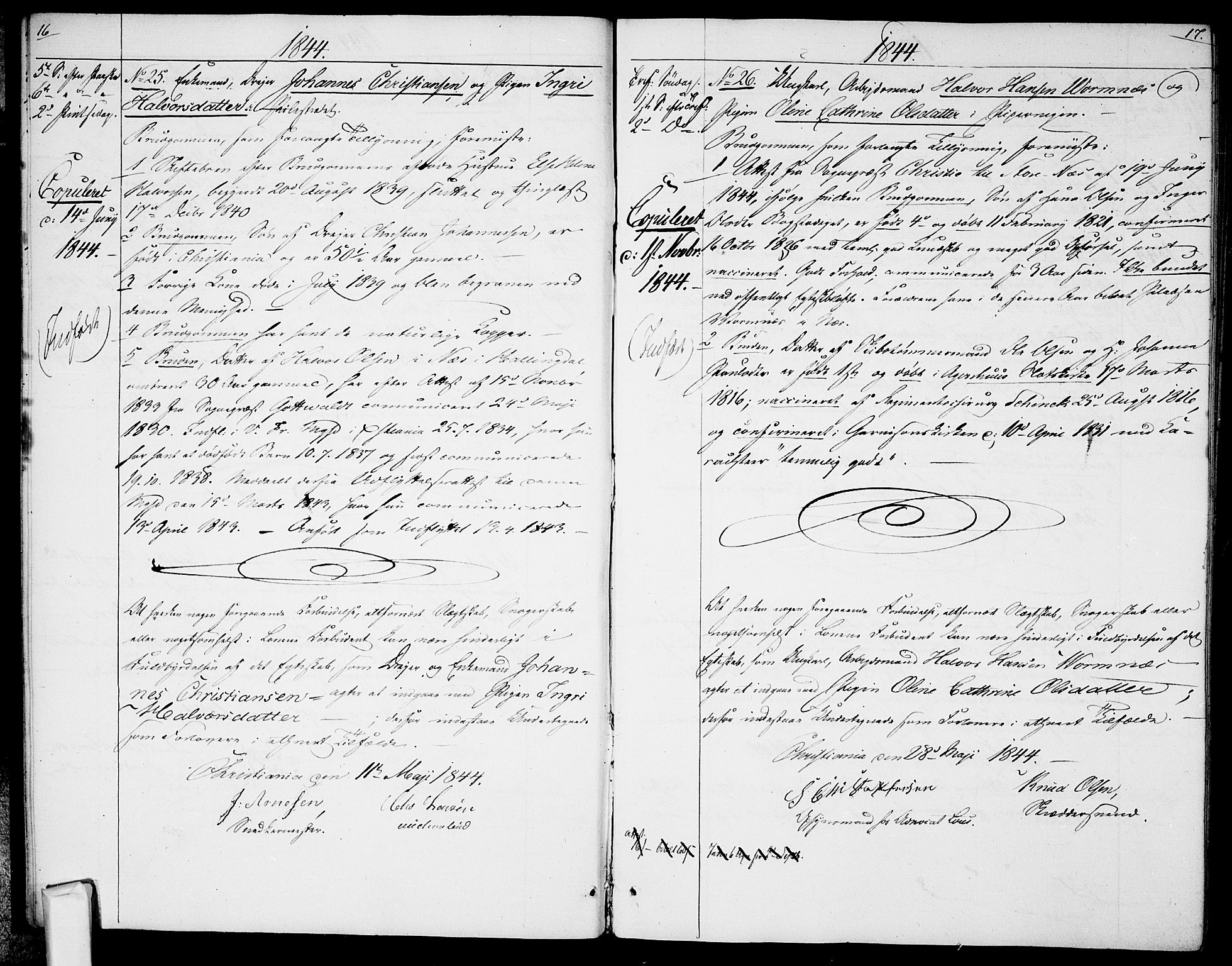 Garnisonsmenigheten Kirkebøker, AV/SAO-A-10846/H/Ha/L0005: Banns register no. I 5, 1844-1856, p. 16-17