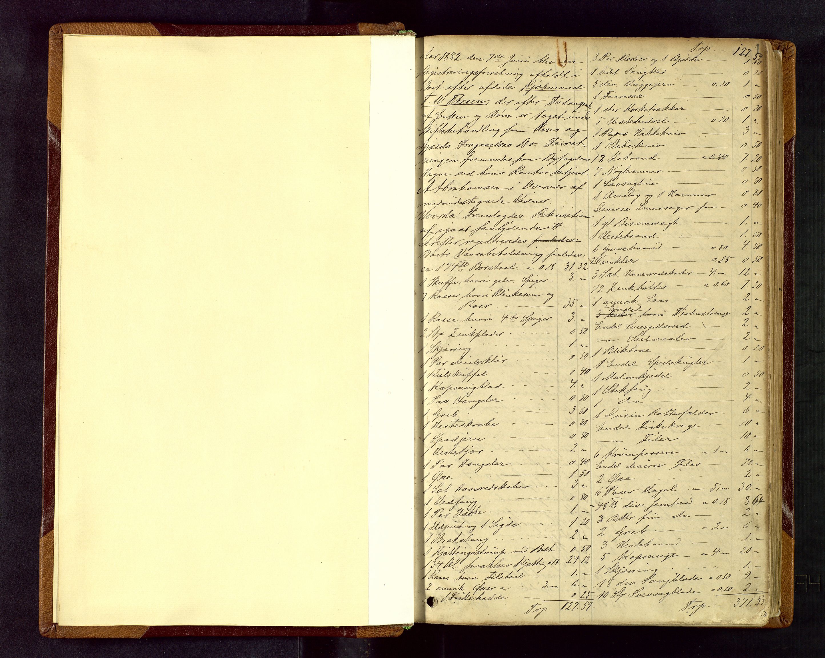Stavanger skifteforvalter, AV/SAST-A-101412/001/5/53/533BA/L0001: Registreringsprotokoll, 1882-1902, p. 1