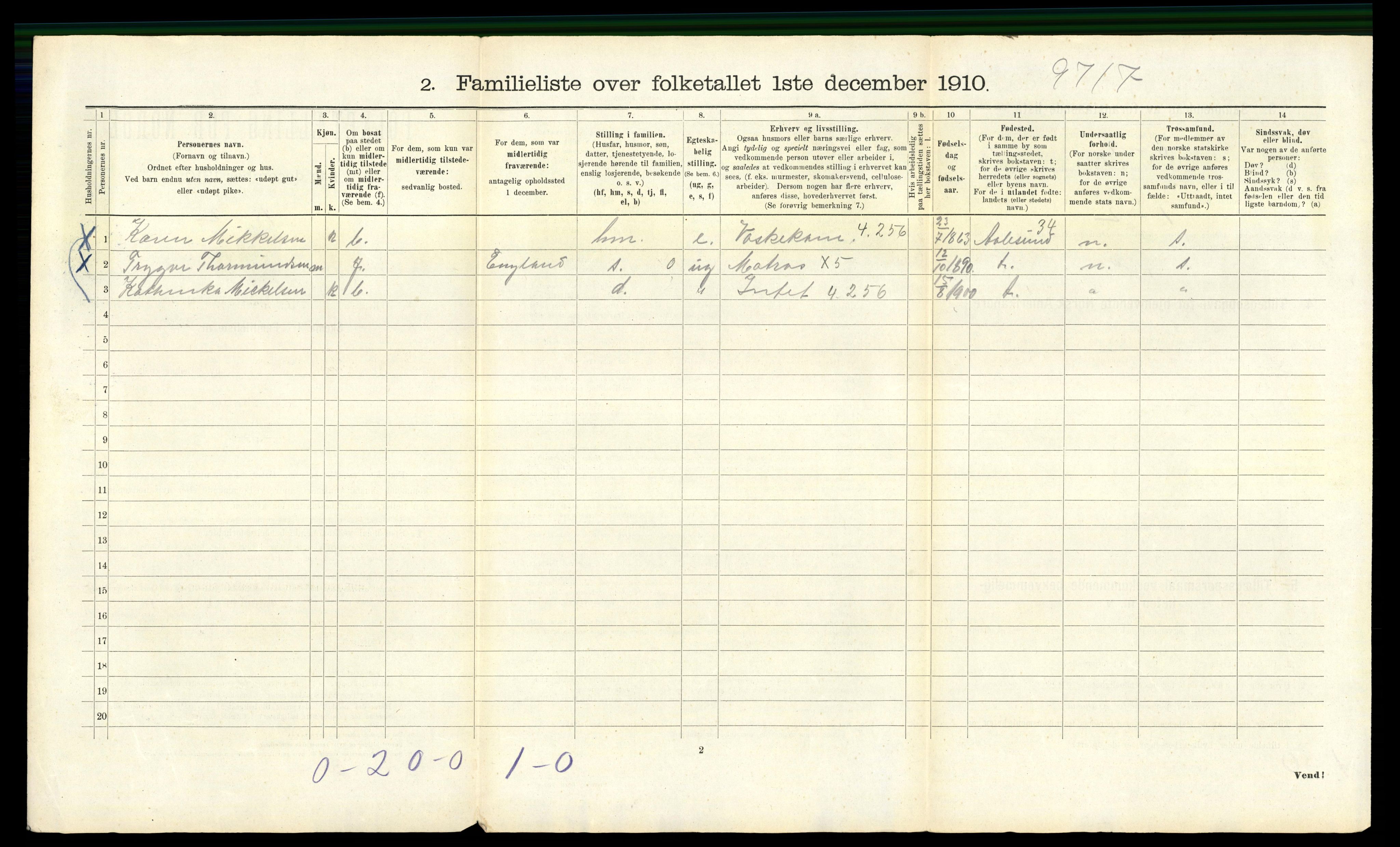 RA, 1910 census for Bergen, 1910, p. 13838