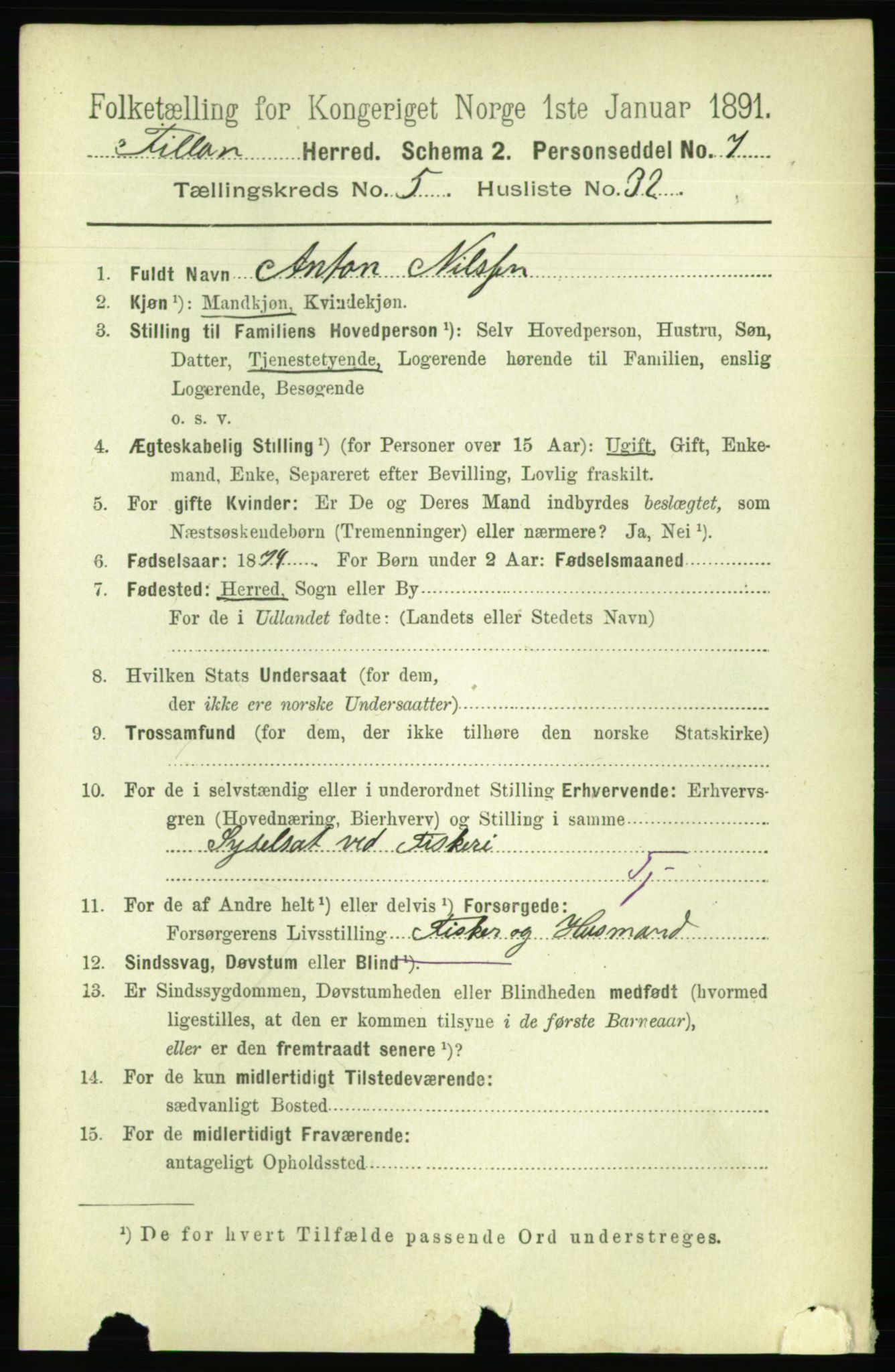 RA, 1891 census for 1616 Fillan, 1891, p. 1216