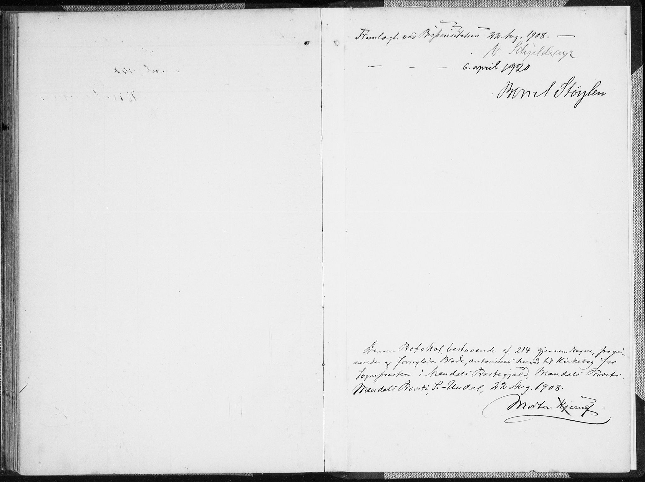 Mandal sokneprestkontor, SAK/1111-0030/F/Fa/Faa/L0020: Parish register (official) no. A 20, 1906-1912