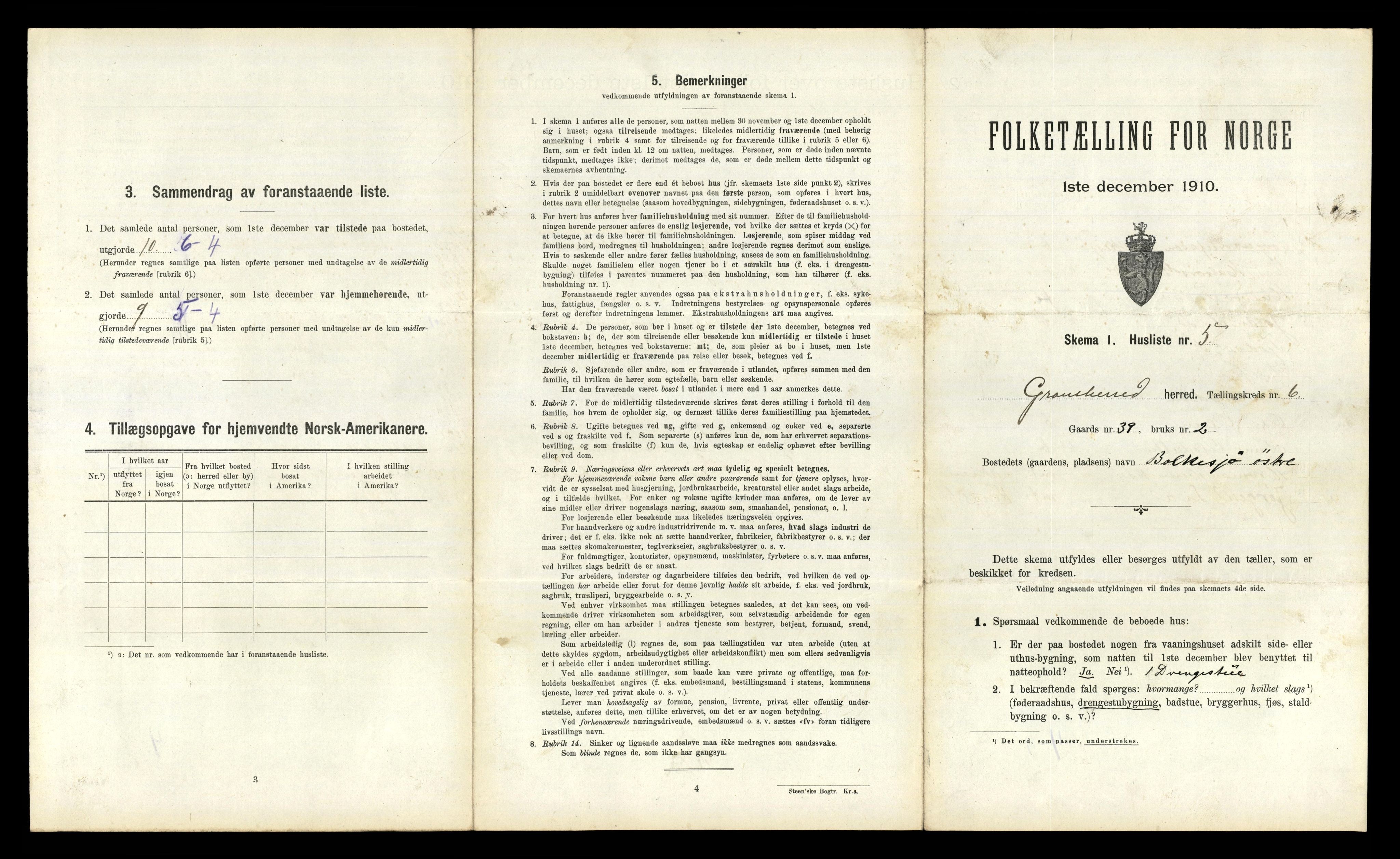 RA, 1910 census for Gransherad, 1910, p. 430