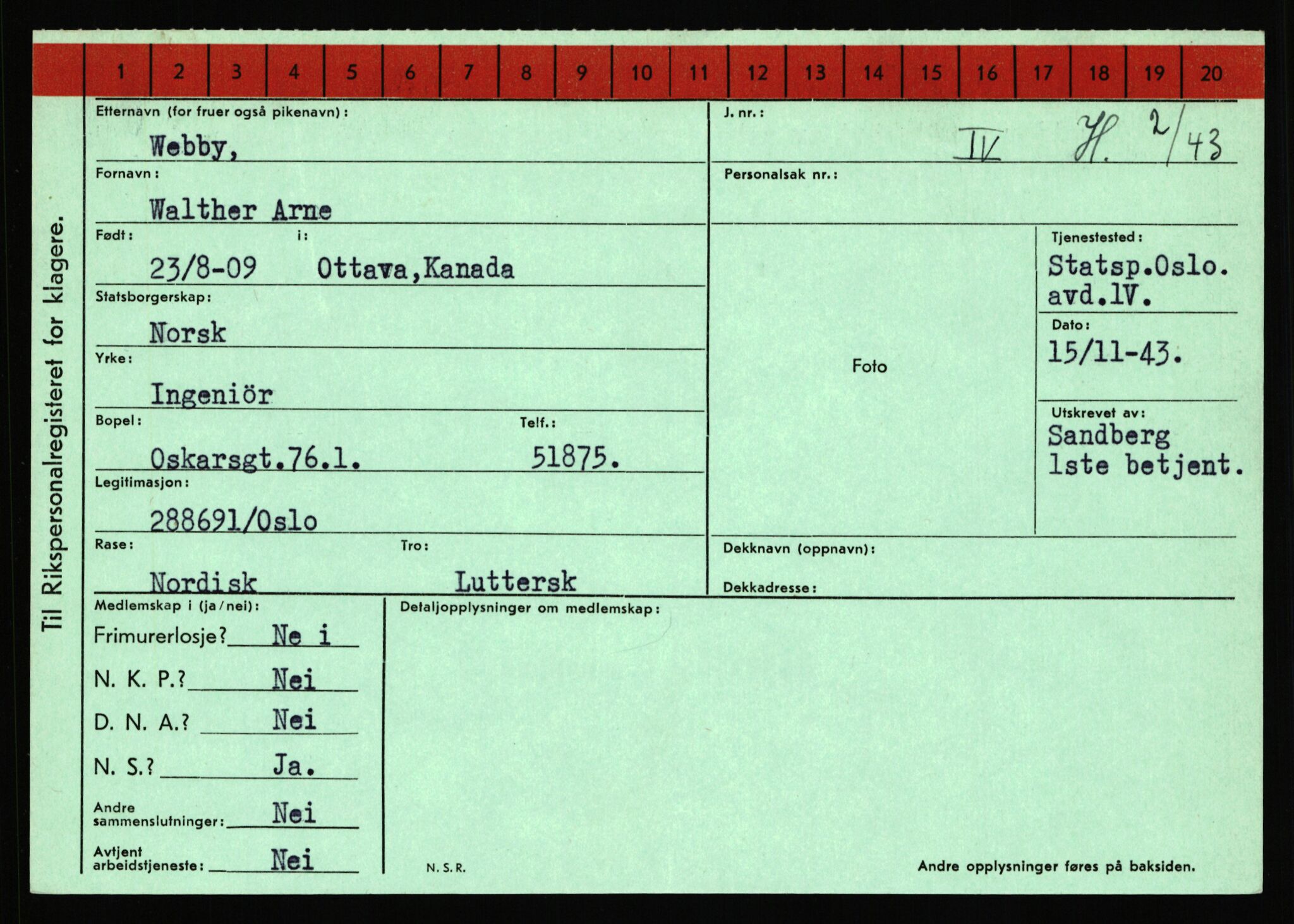 Statspolitiet - Hovedkontoret / Osloavdelingen, AV/RA-S-1329/C/Ca/L0016: Uberg - Øystese, 1943-1945, p. 2010