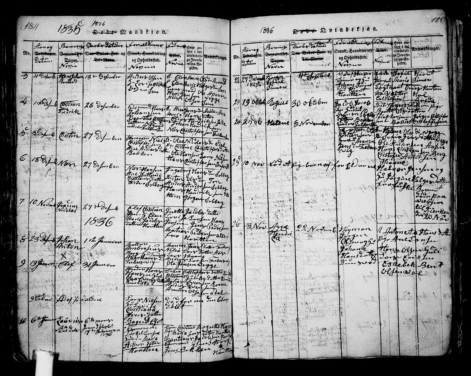 Borre kirkebøker, AV/SAKO-A-338/G/Ga/L0001: Parish register (copy) no. I 1, 1815-1851, p. 184-185