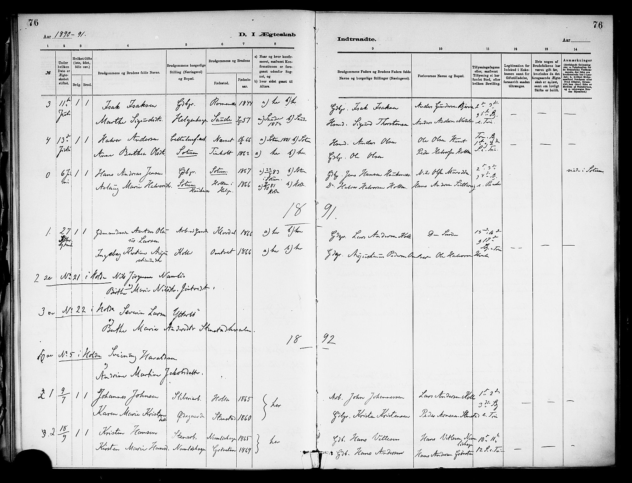 Holla kirkebøker, SAKO/A-272/F/Fa/L0009: Parish register (official) no. 9, 1881-1897, p. 76
